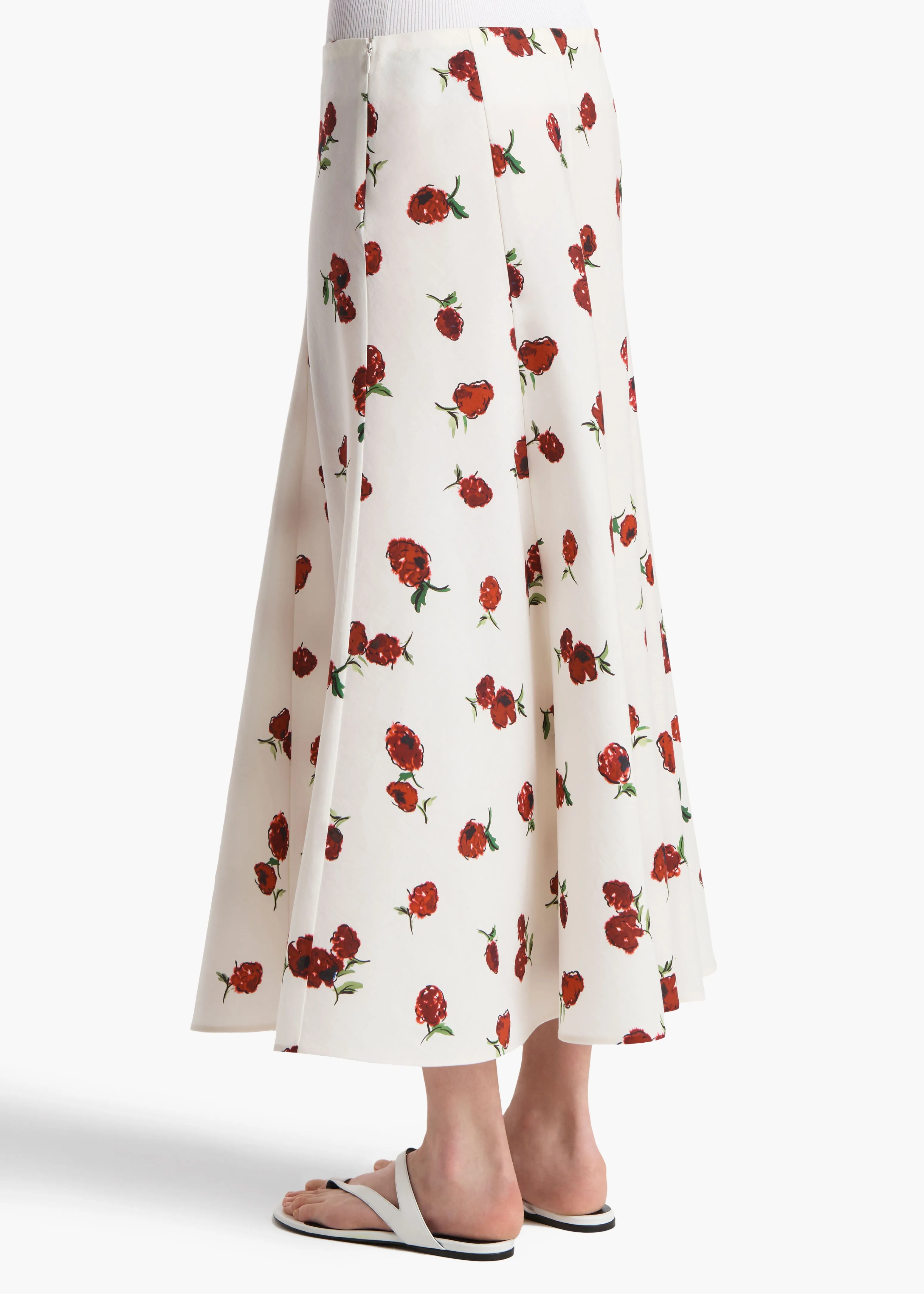 Lenno Skirt in Cream with Raspberry Print sold by KHAITE product image thumbnail 4