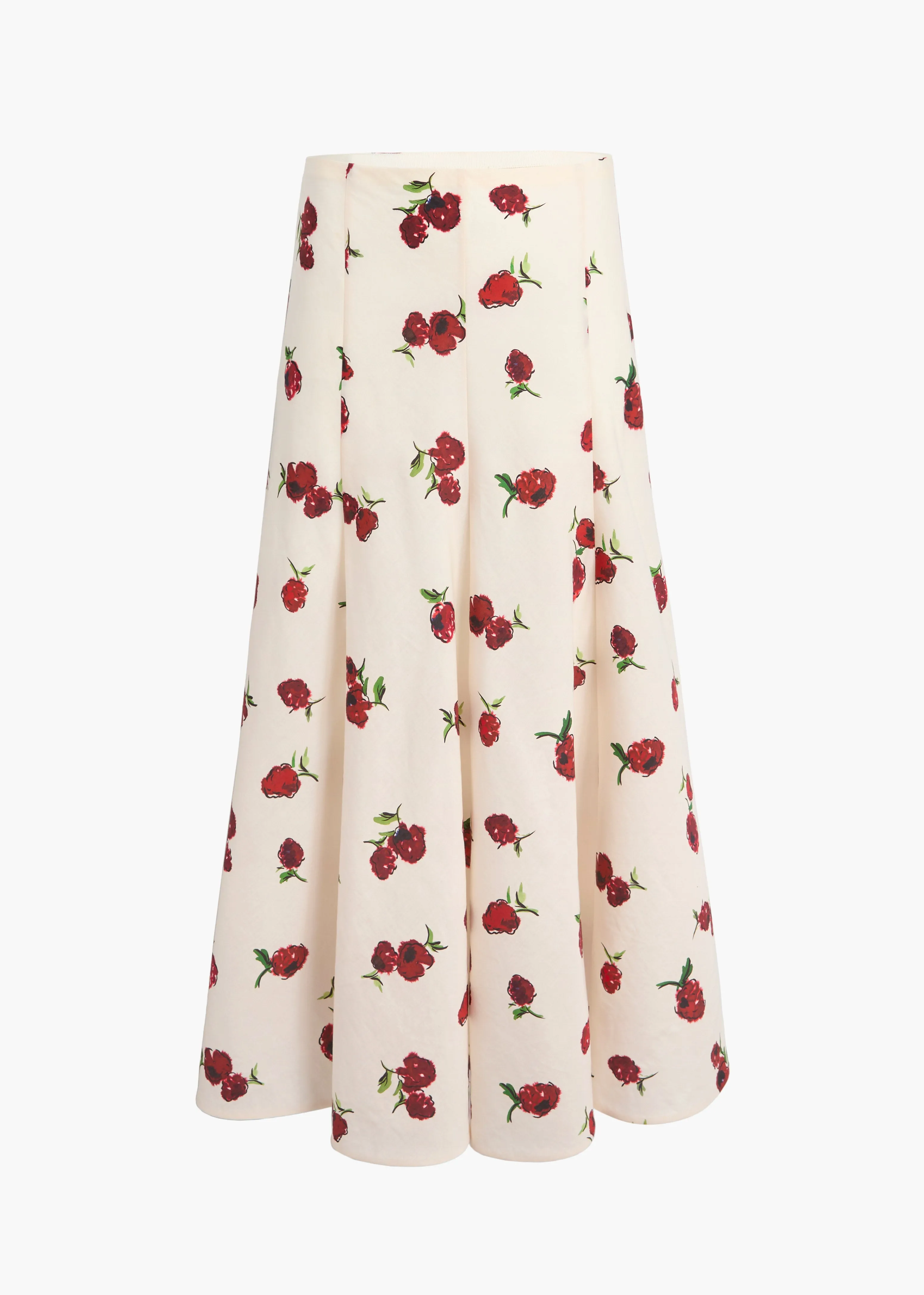 Lenno Skirt in Cream with Raspberry Print sold by KHAITE