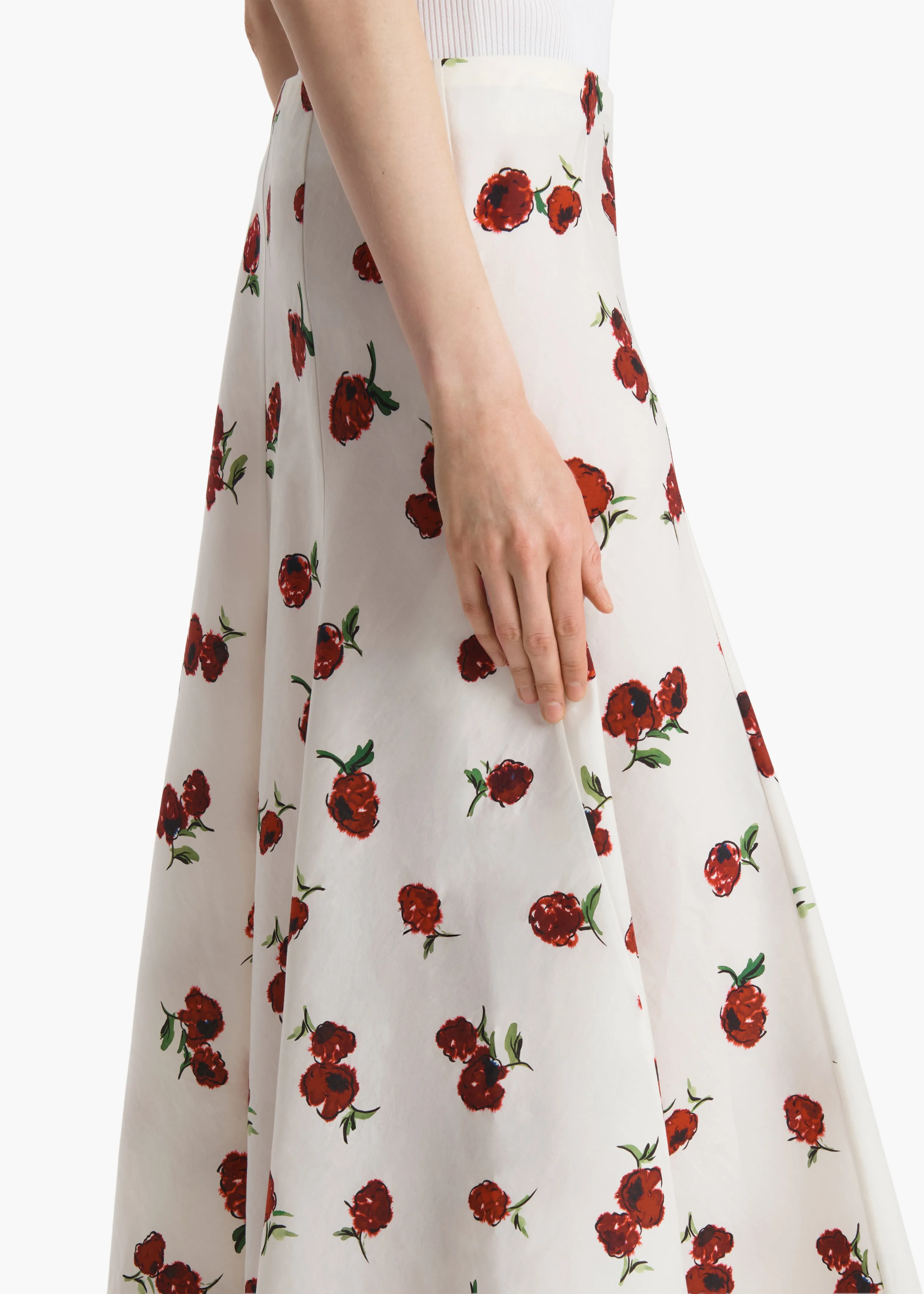 Lenno Skirt in Cream with Raspberry Print sold by KHAITE product image thumbnail 5
