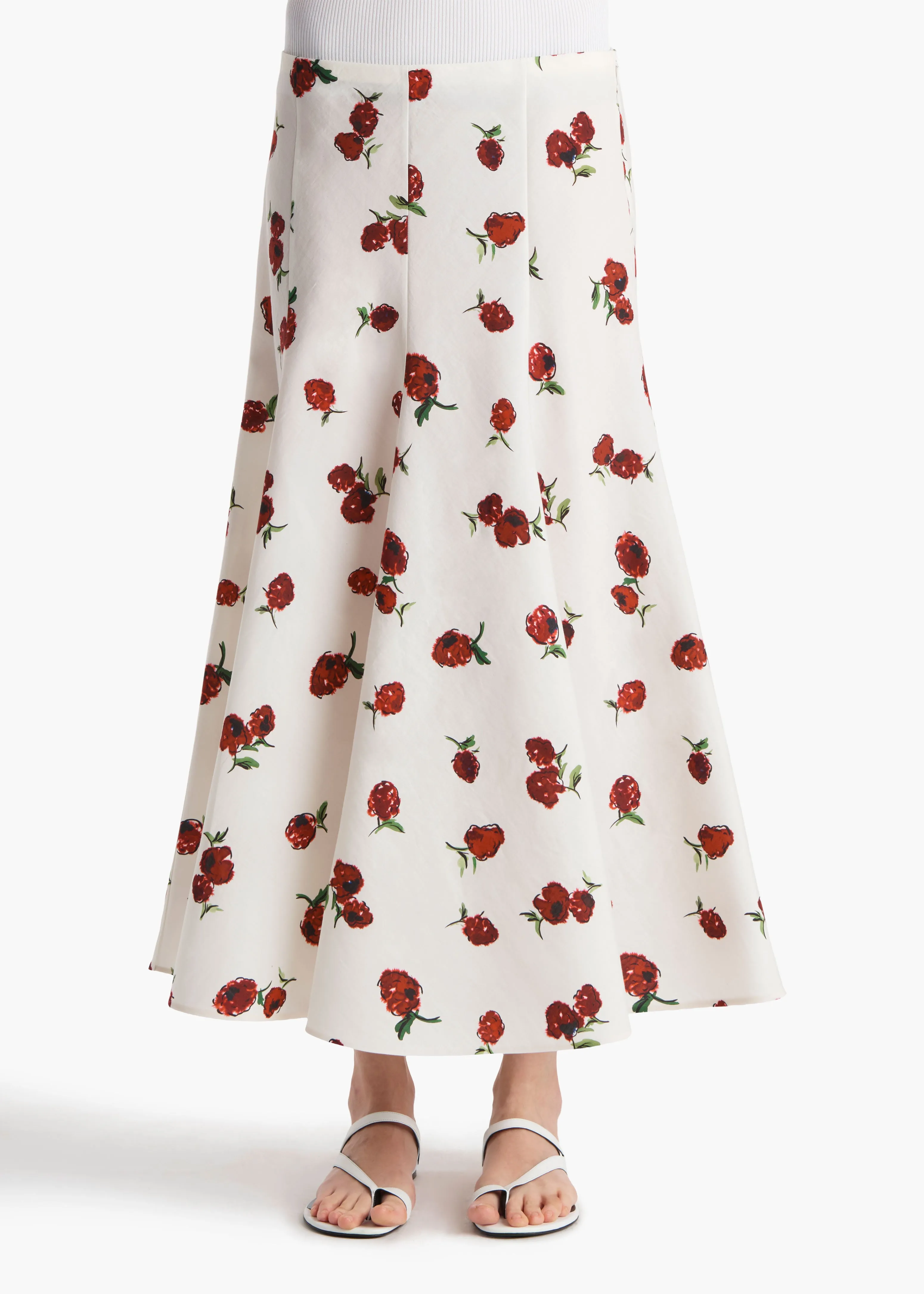 Lenno Skirt in Cream with Raspberry Print sold by KHAITE product image thumbnail 3