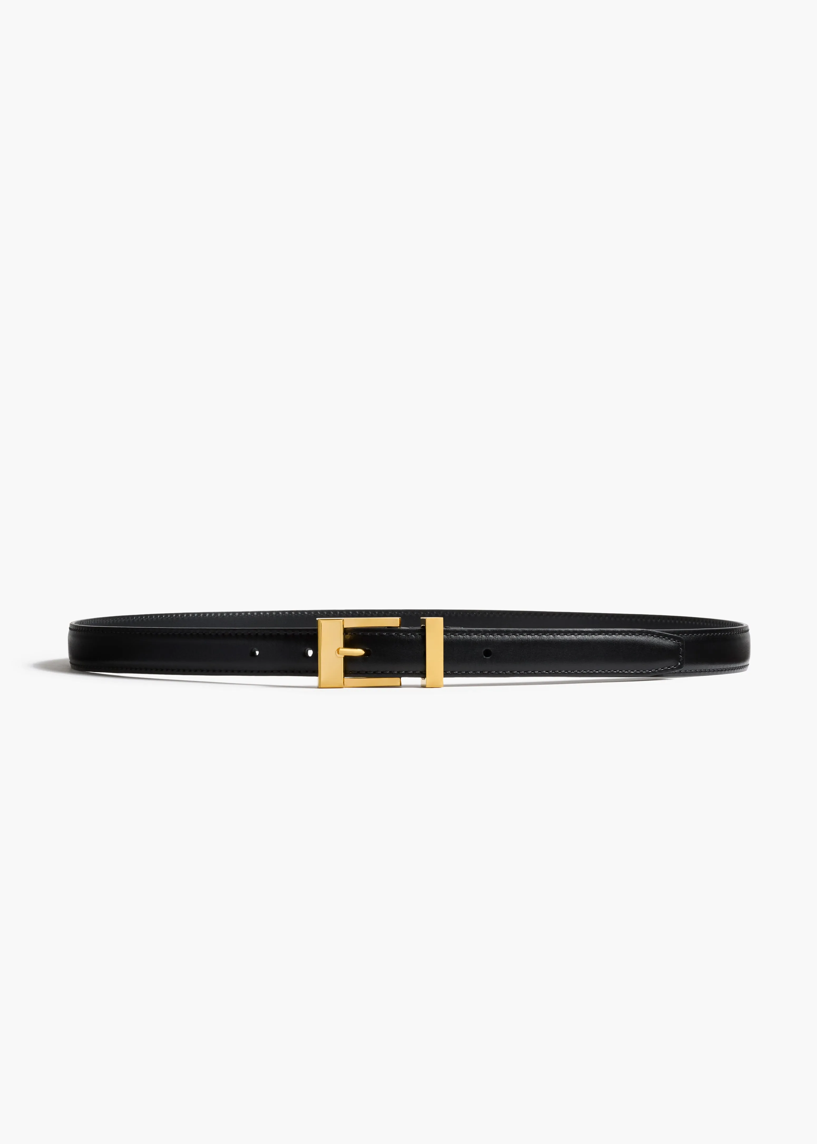 Manhattan Belt in Black Leather with Gold sold by KHAITE