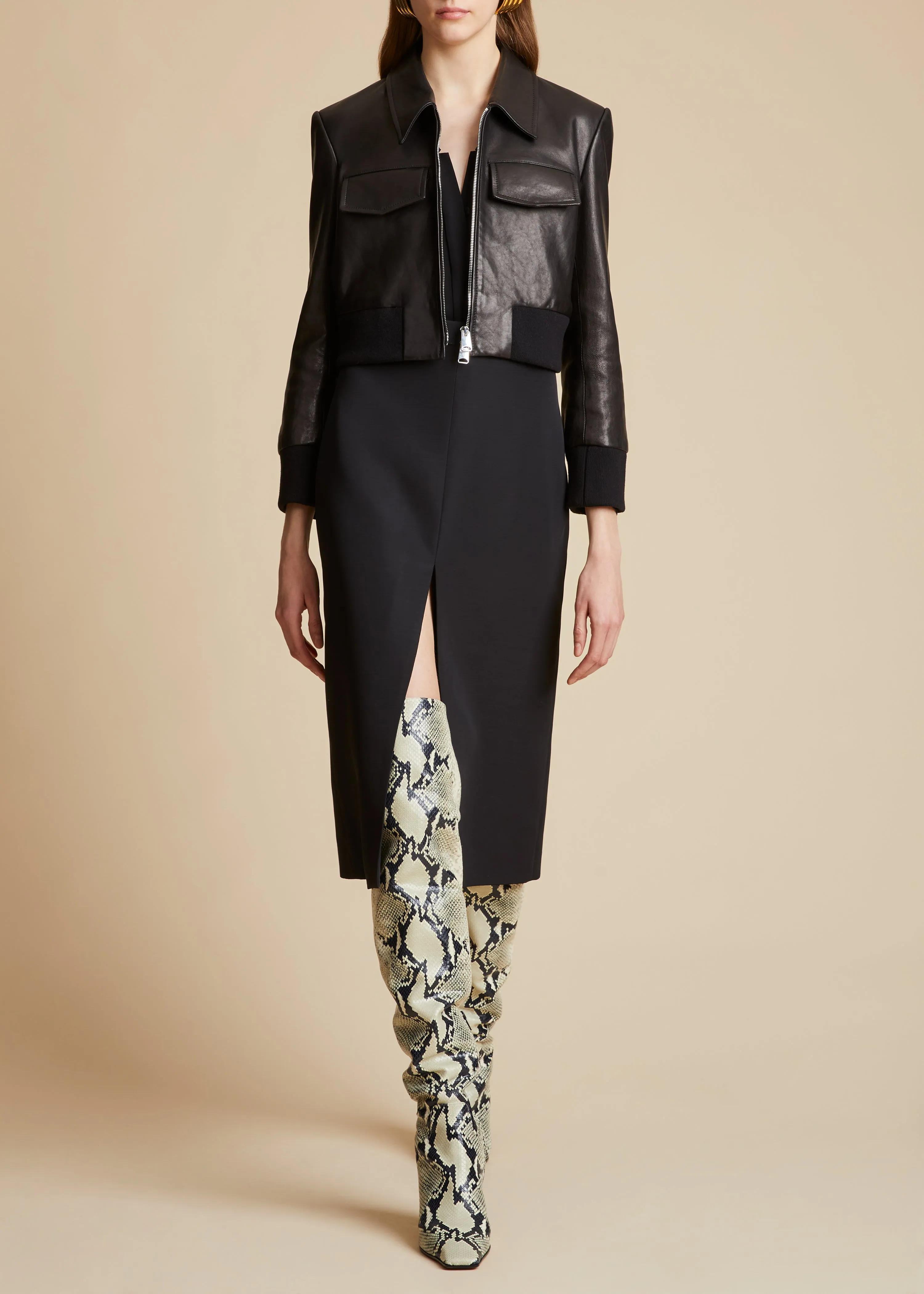 The Hector Jacket in Black Leather sold by KHAITE