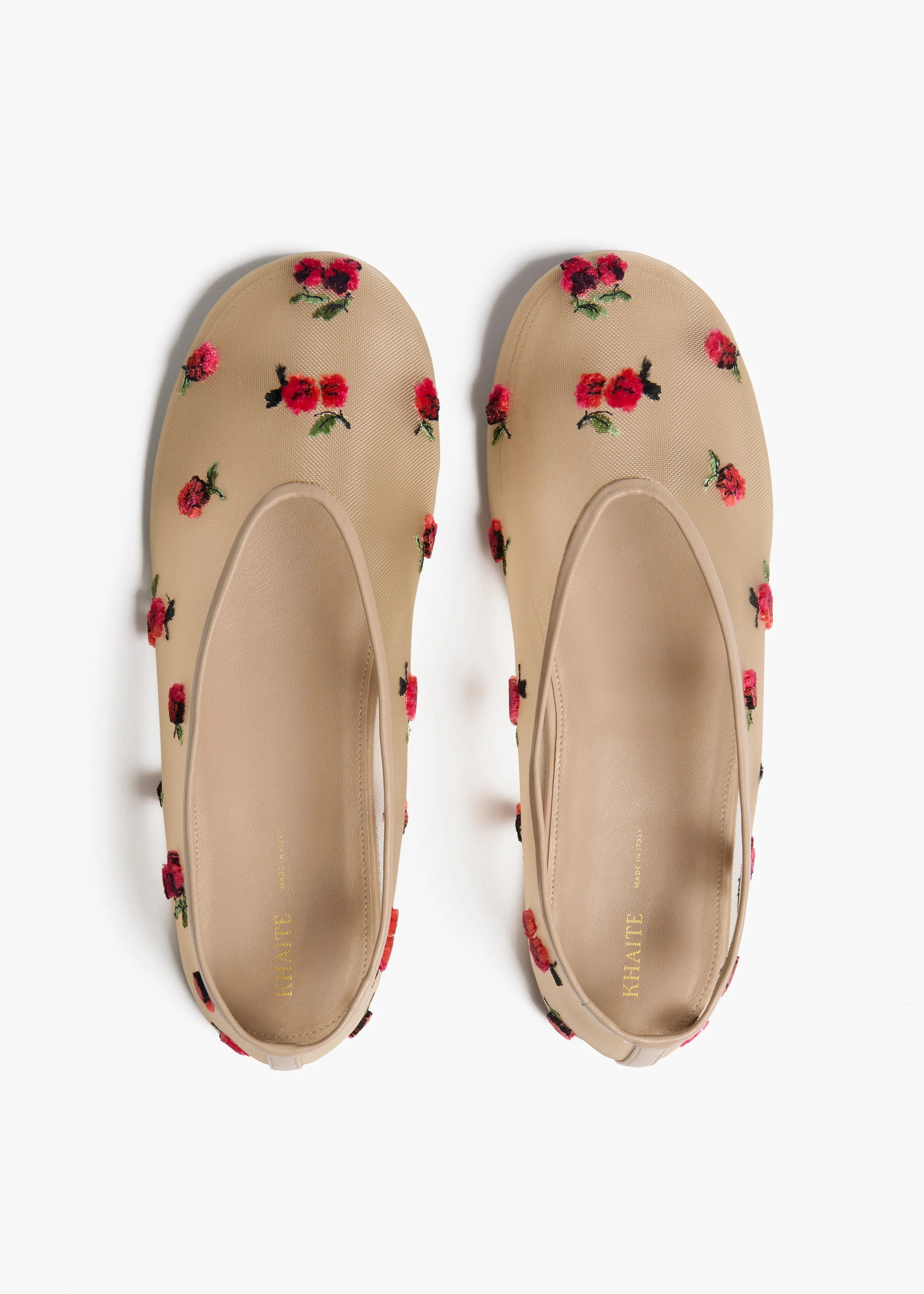 Marcy Flat in Beige Mesh with Raspberry Embroidery sold by KHAITE product image thumbnail 3