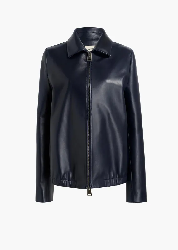Jackson Jacket in Dark Navy Leather sold by KHAITE