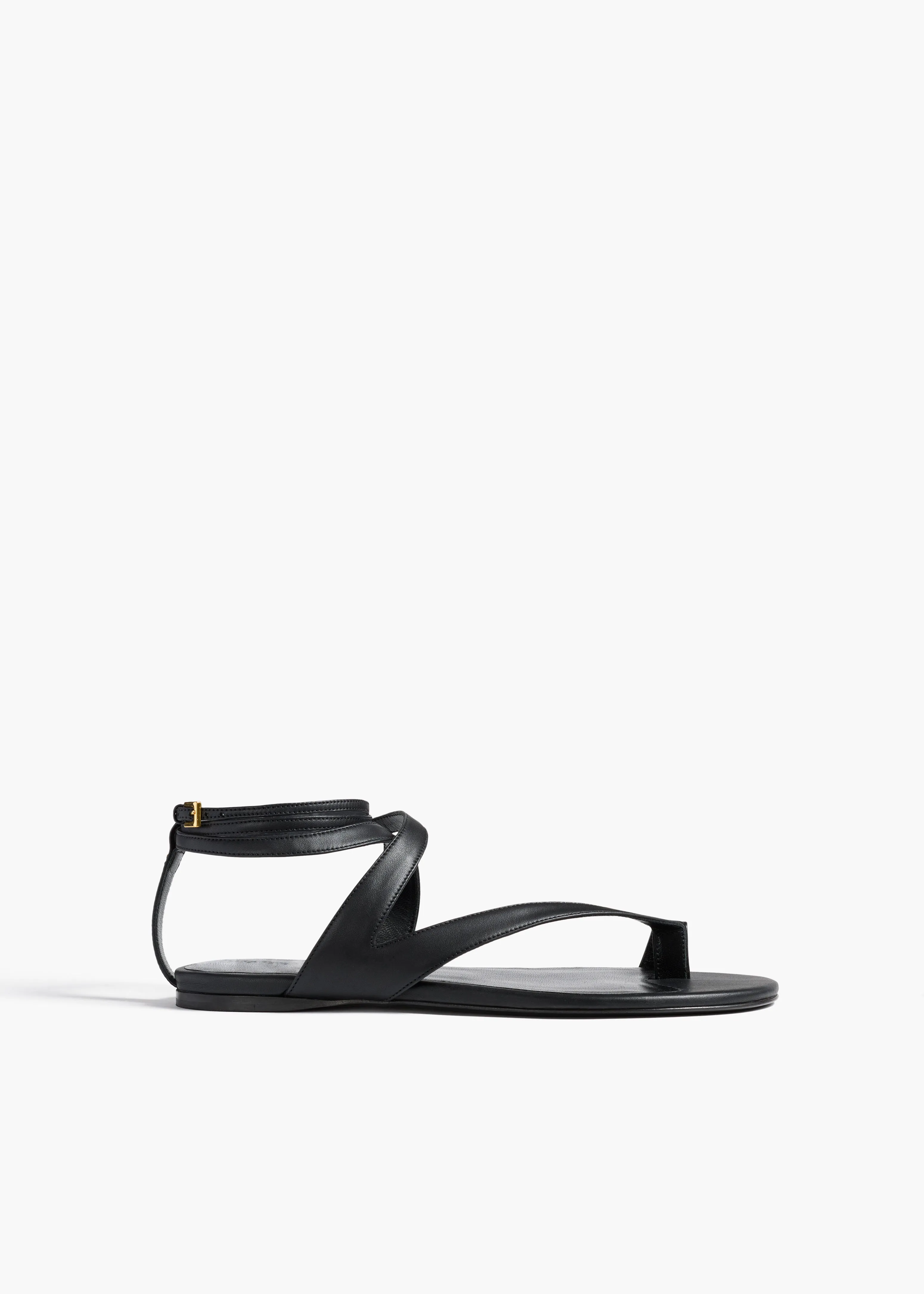 Aimee Ankle Strap Flat Sandal in Black Leather sold by KHAITE