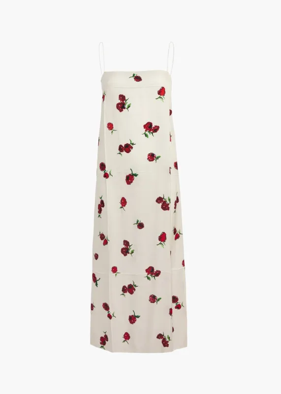 Sicily Dress in Cream with Raspberry Print sold by KHAITE