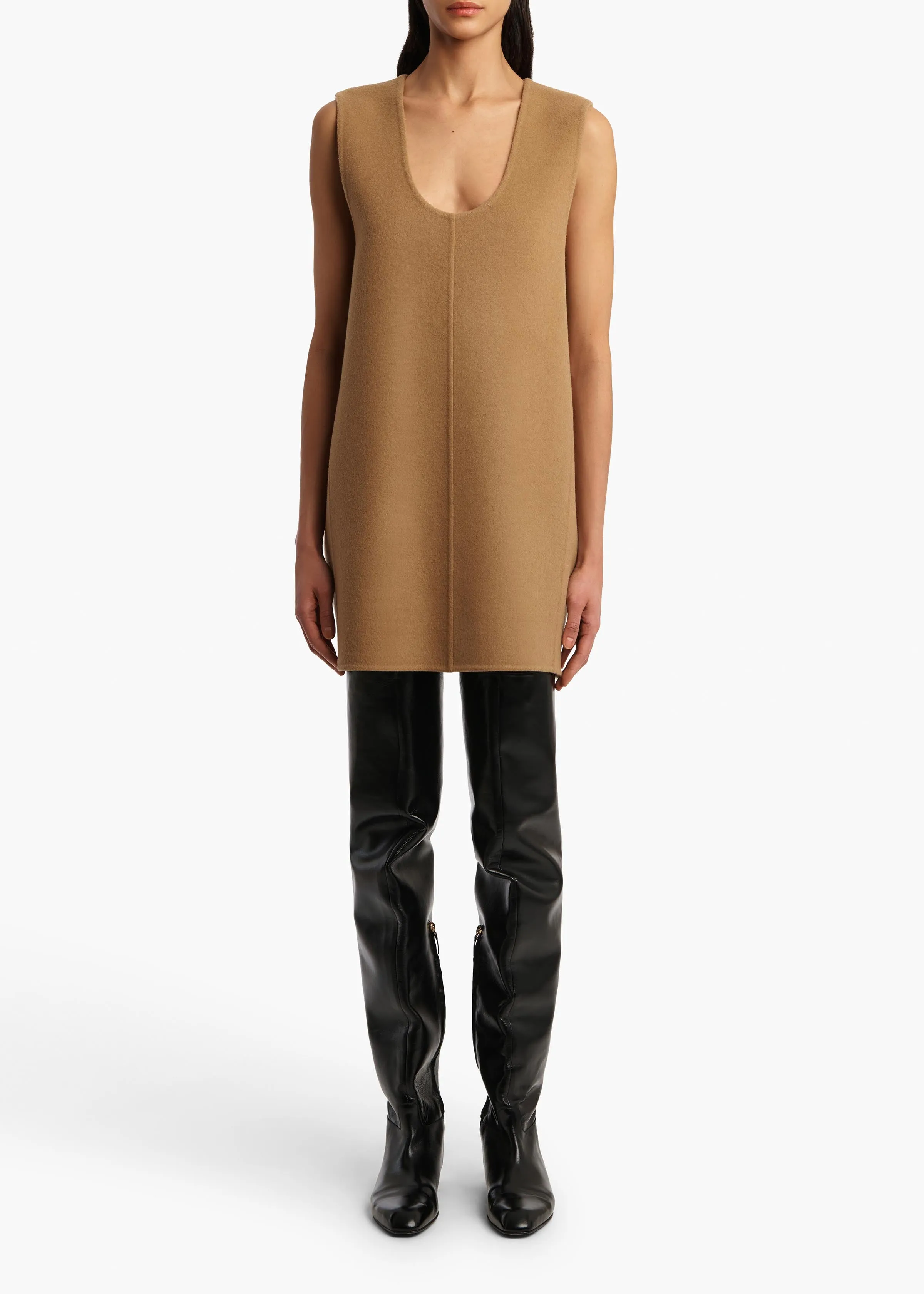 Nyona Dress in Camel sold by KHAITE product image thumbnail 3