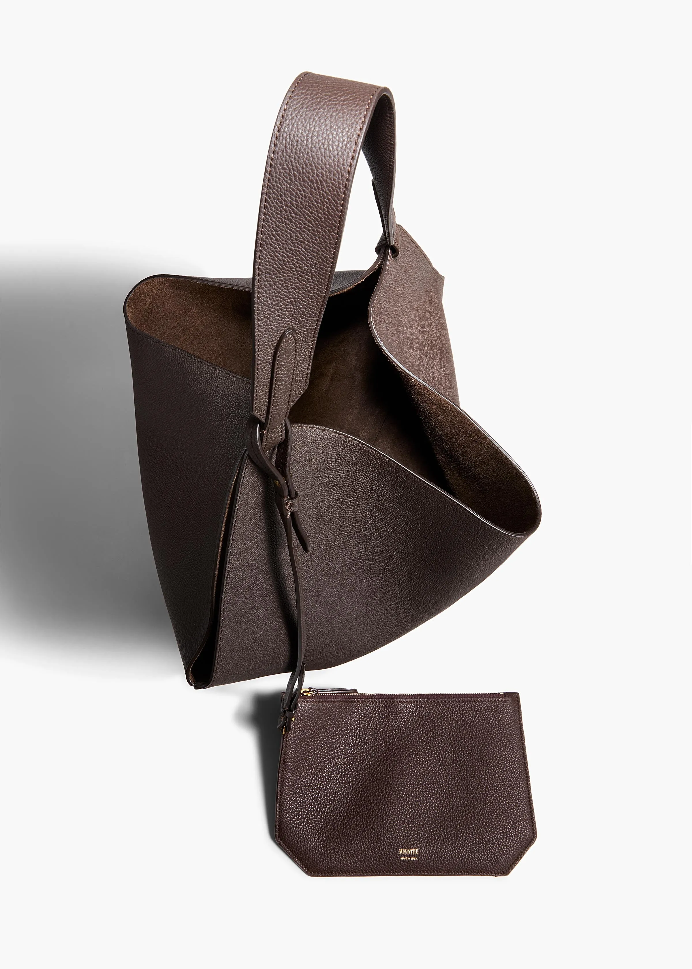 Medium Lotus Tote in Espresso Pebbled Leather sold by KHAITE product image thumbnail 3