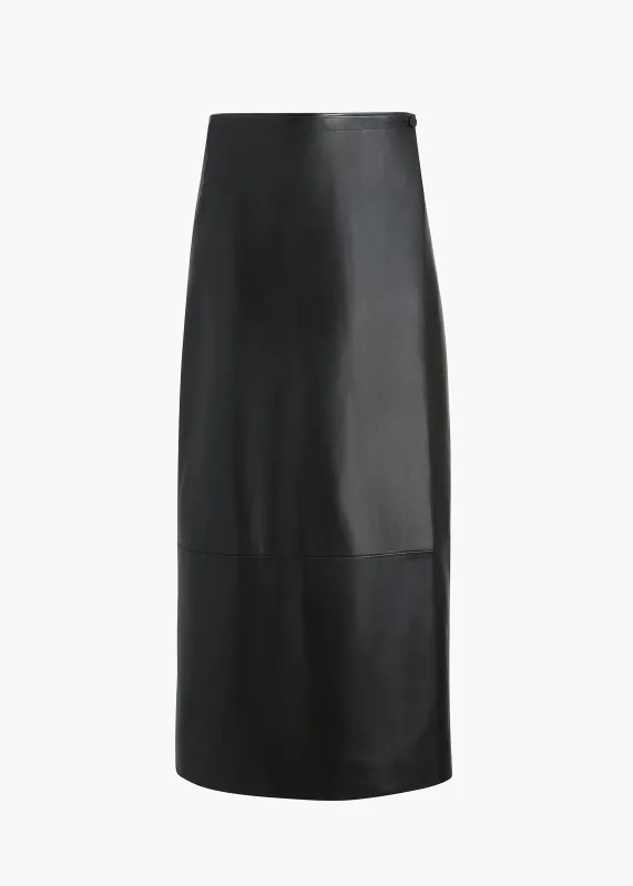 Quinn Skirt in Black Leather sold by KHAITE