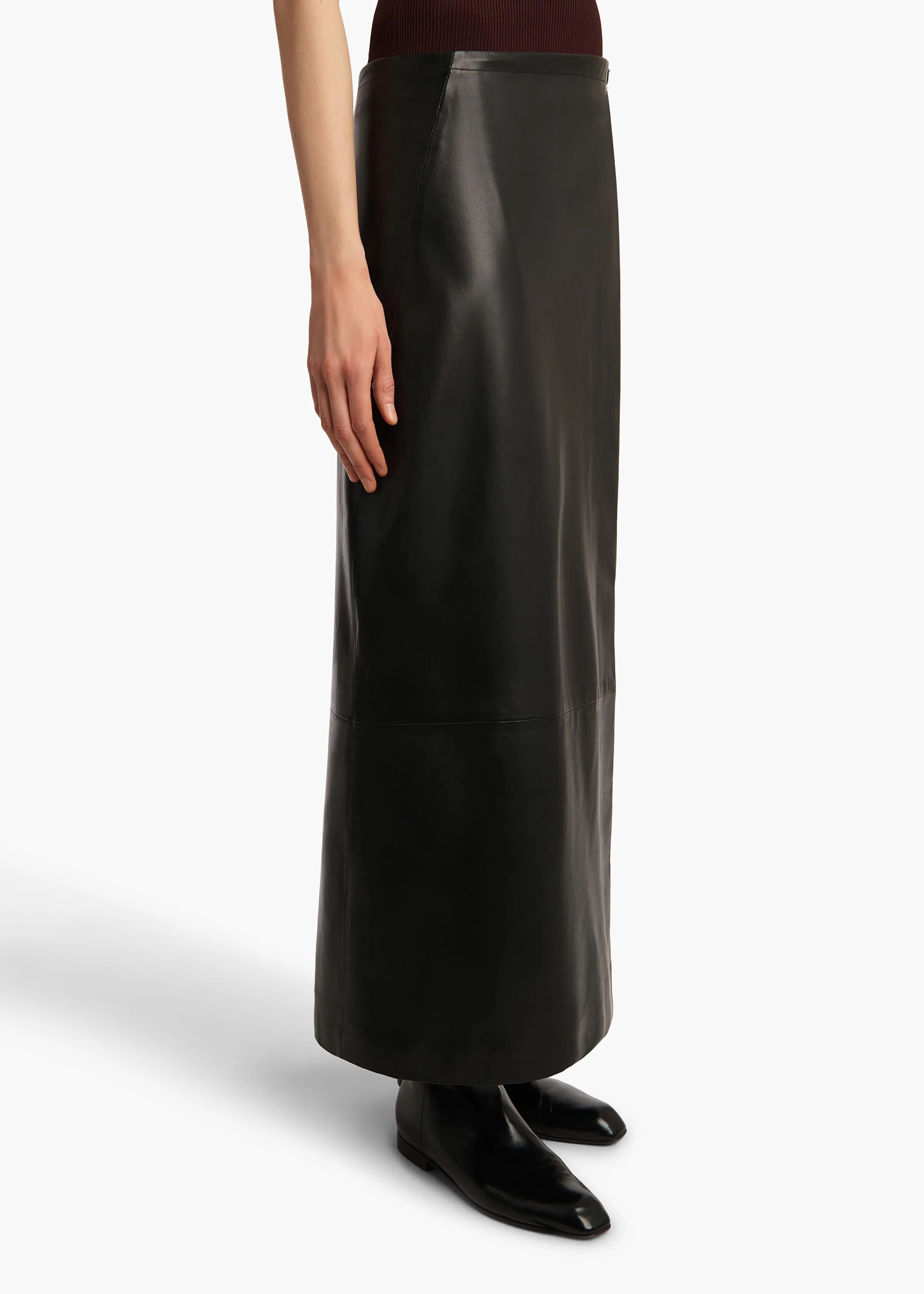 Quinn Skirt in Black Leather sold by KHAITE product image thumbnail 5