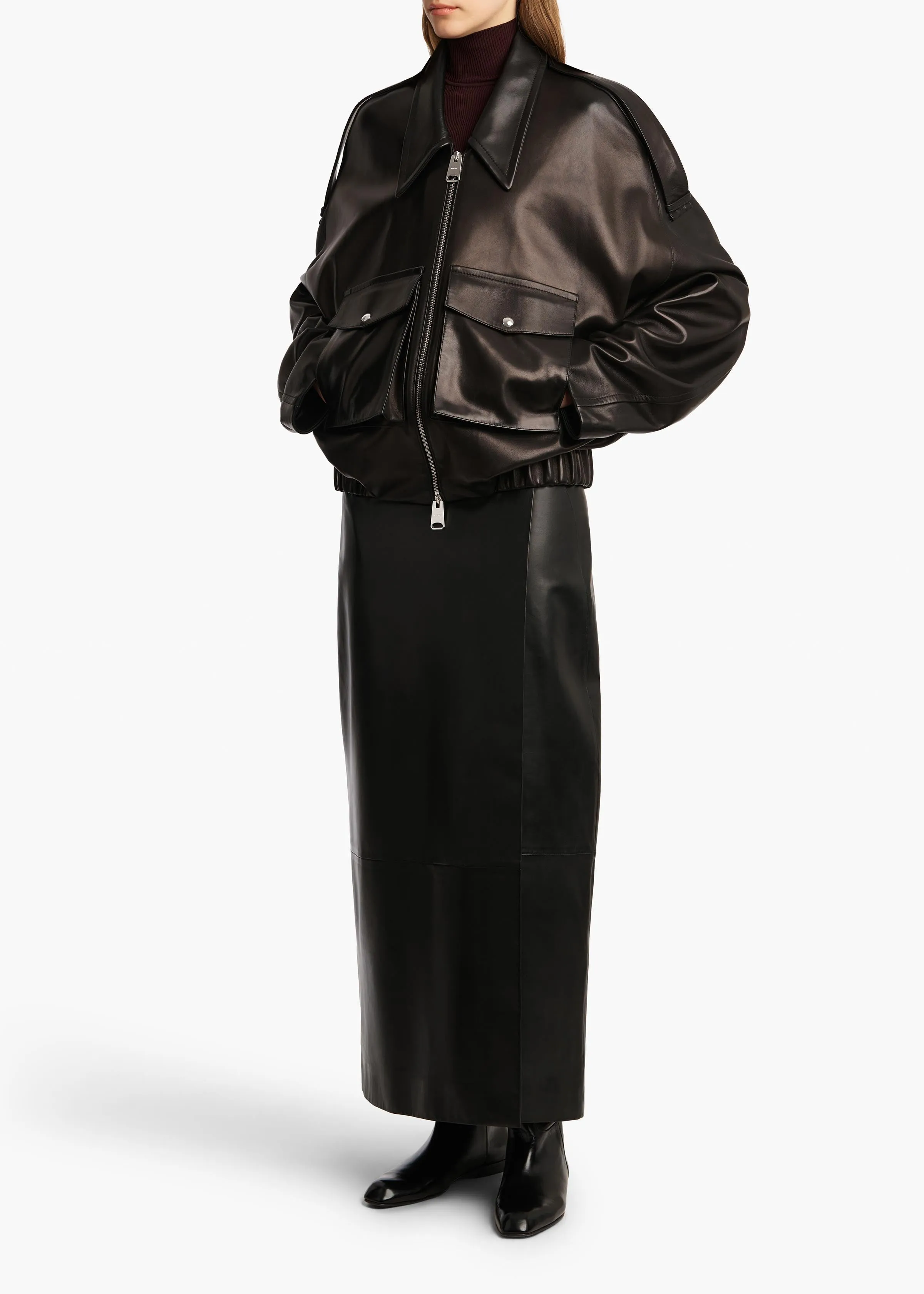 Quinn Skirt in Black Leather sold by KHAITE product image thumbnail 2