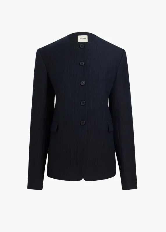 Jameson Jacket in Dark Navy with Stripe sold by KHAITE