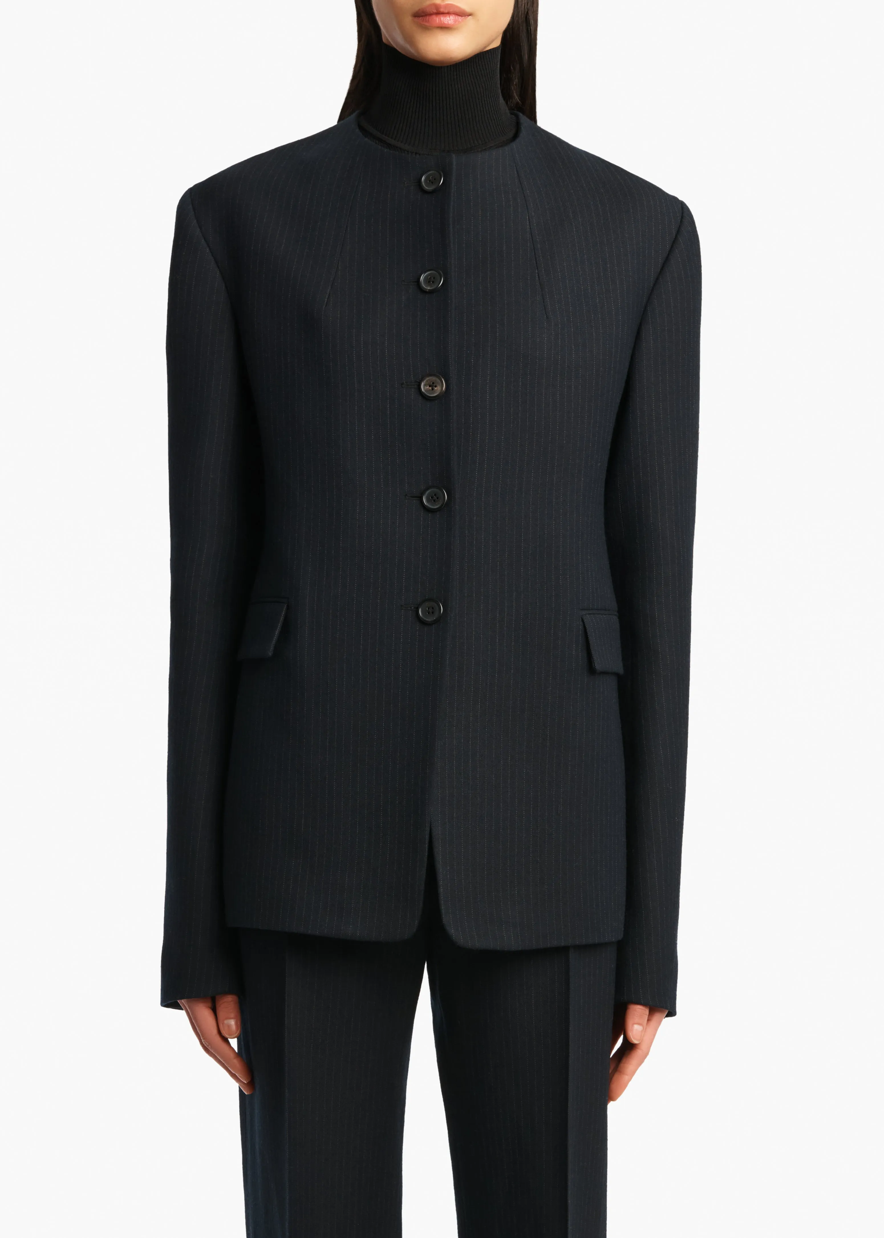 Jameson Jacket in Dark Navy with Stripe sold by KHAITE product image thumbnail 3