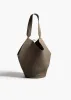 Small Lotus Tote in Elephant Pebbled Leather sold by KHAITE