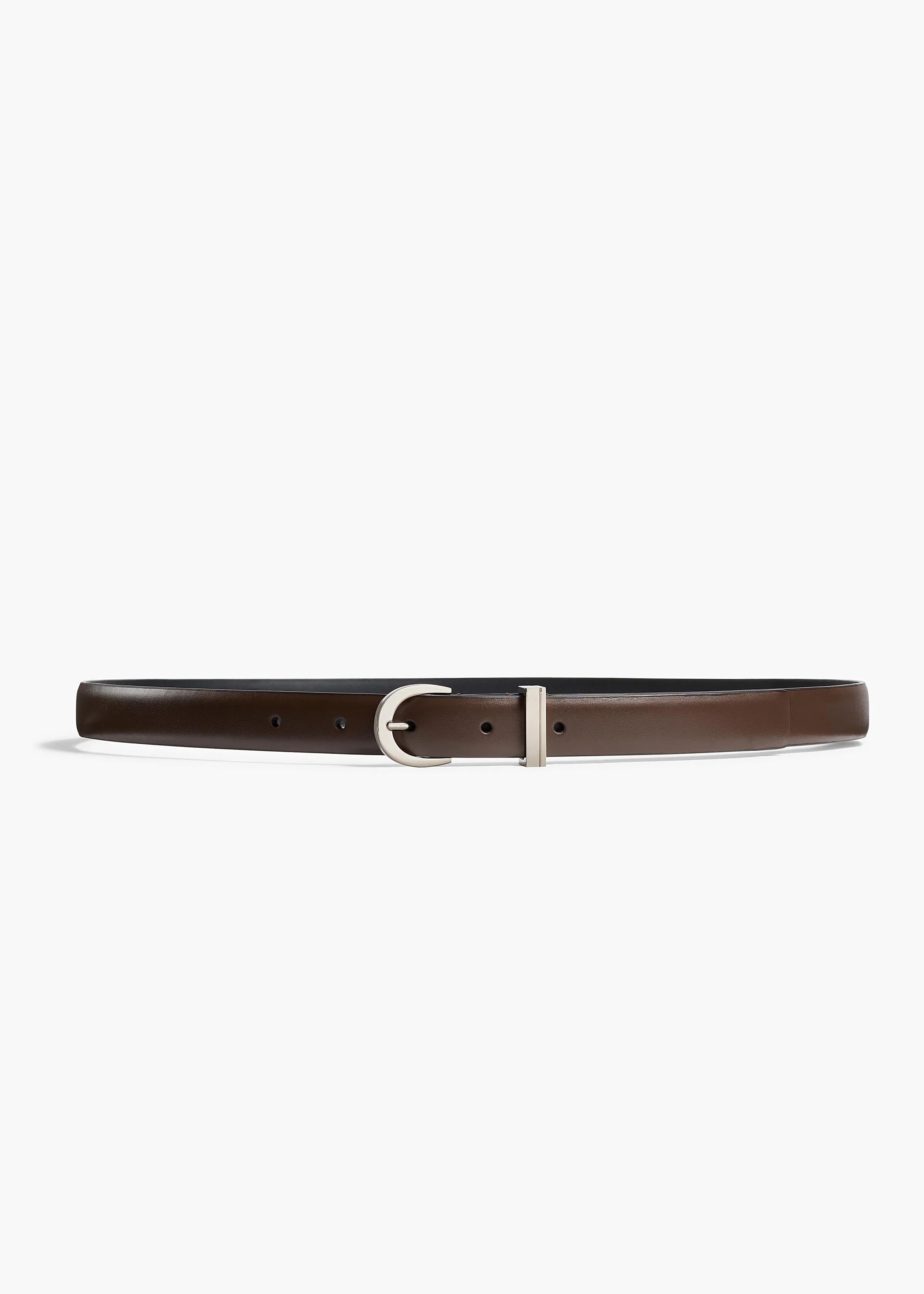 Luna Belt in Dark Umber Leather with Silver sold by KHAITE