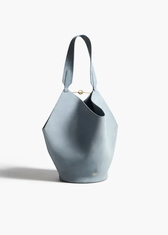 Small Lotus Tote in Lead Suede sold by KHAITE