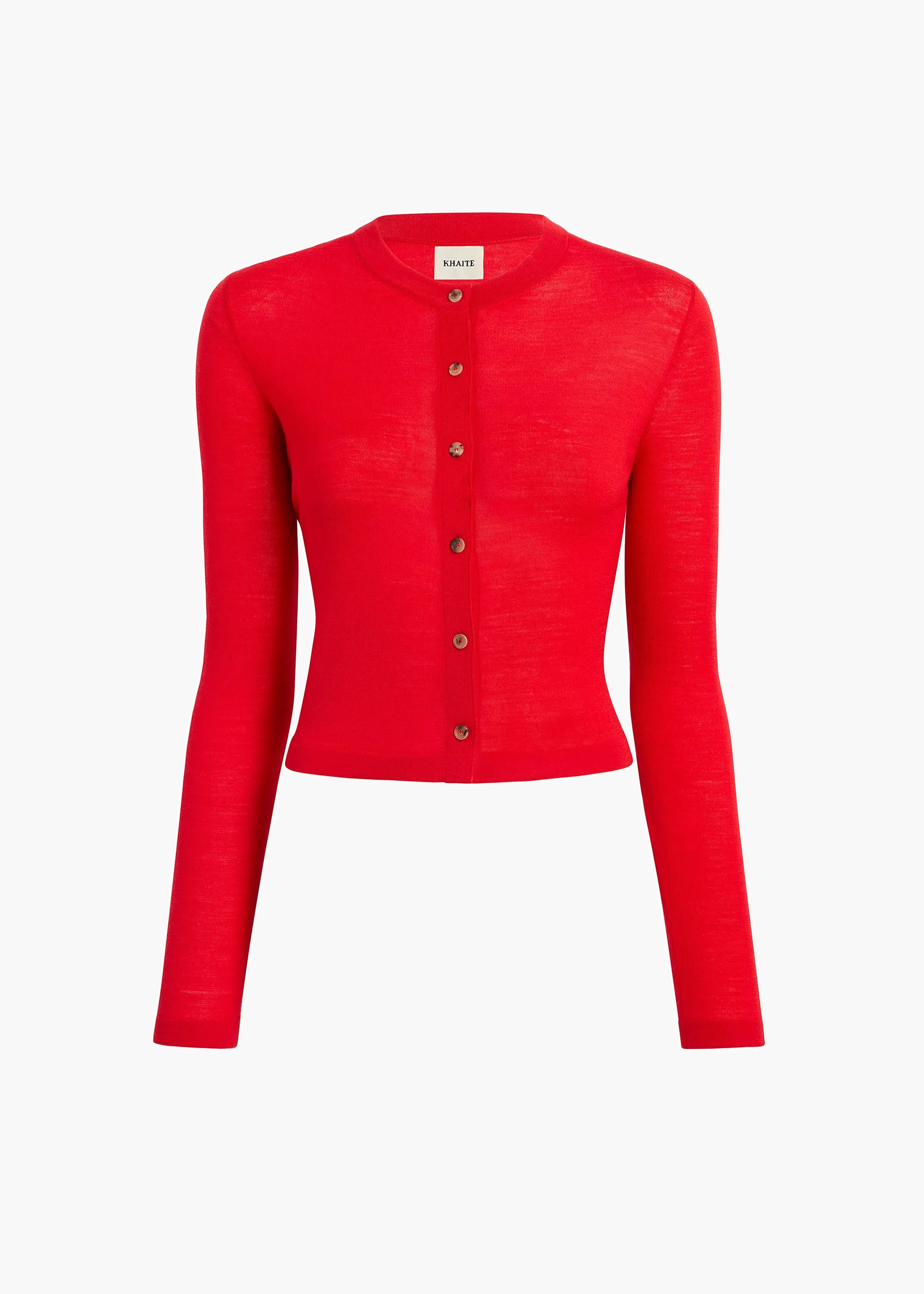 Brieta Cardigan in Fire Red sold by KHAITE