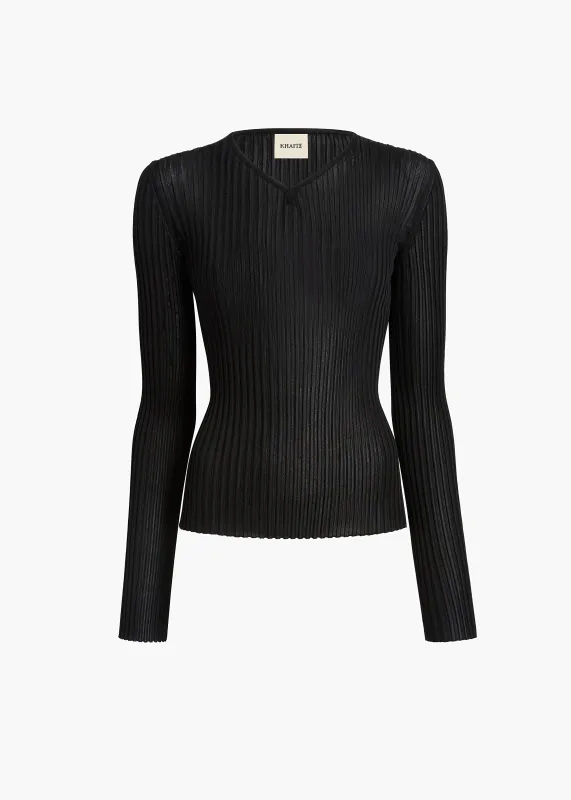 Tia Top in Black sold by KHAITE