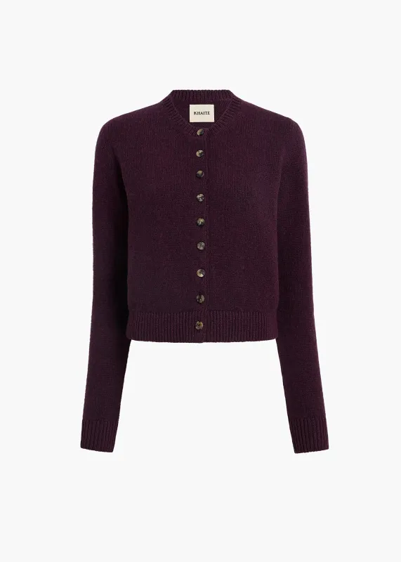 Everheart Cardigan in Plum sold by KHAITE