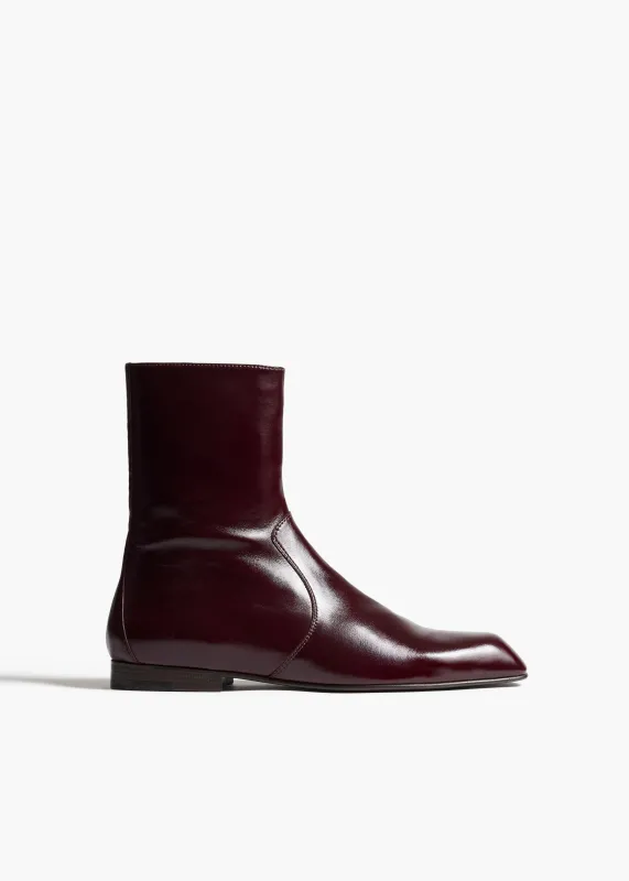 Colt Ankle Boot in Bordeaux Glazed Leather sold by KHAITE