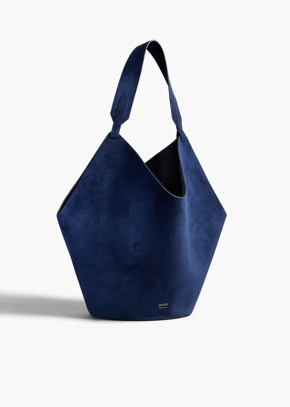 Medium Lotus Tote in Midnight Suede sold by KHAITE
