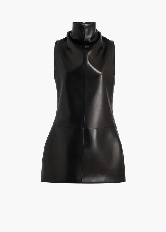 Daria Dress in Black Leather made by KHAITE