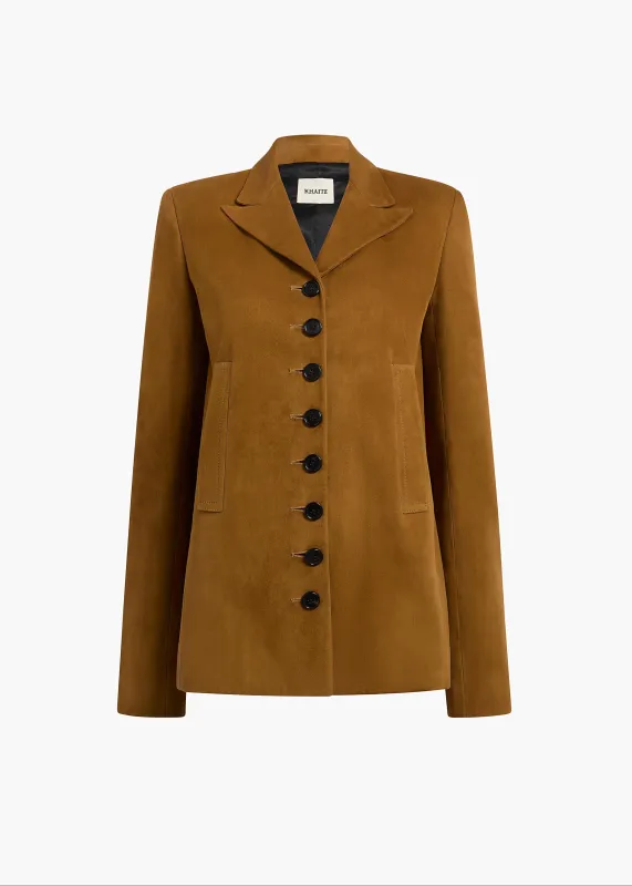 Saraphina Jacket in Toffee Suede sold by KHAITE
