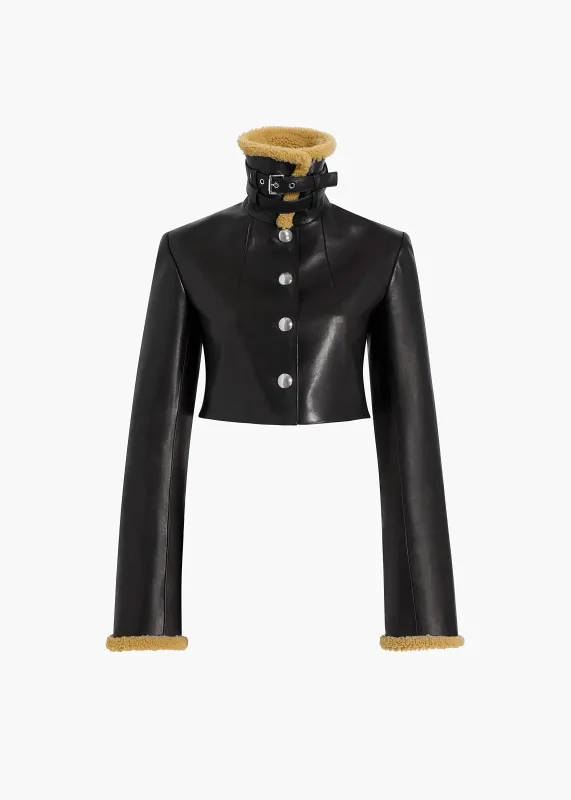 Jodie Jacket in Black Leather with Shearling sold by KHAITE