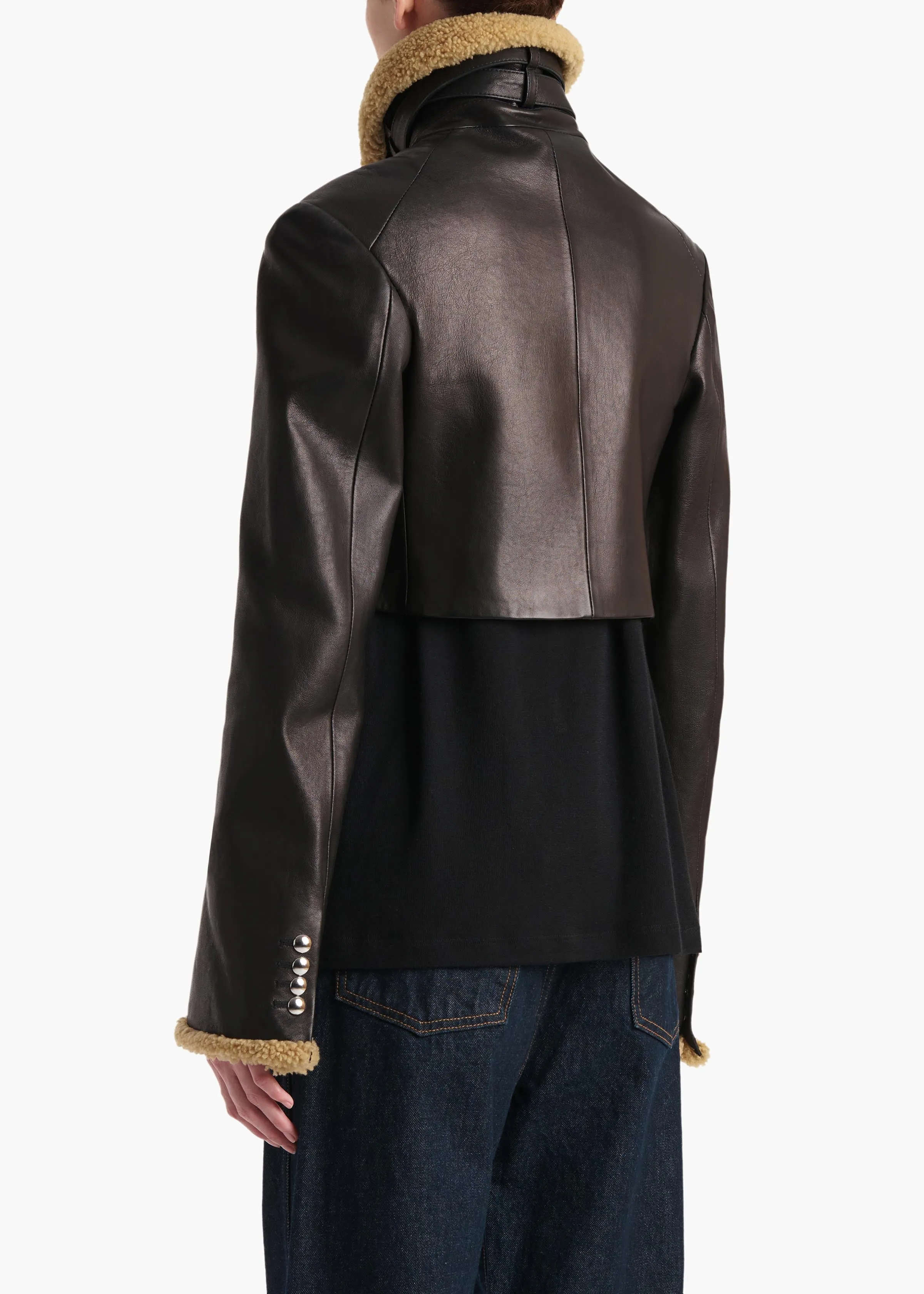 Jodie Jacket in Black Leather with Shearling sold by KHAITE product image thumbnail 4