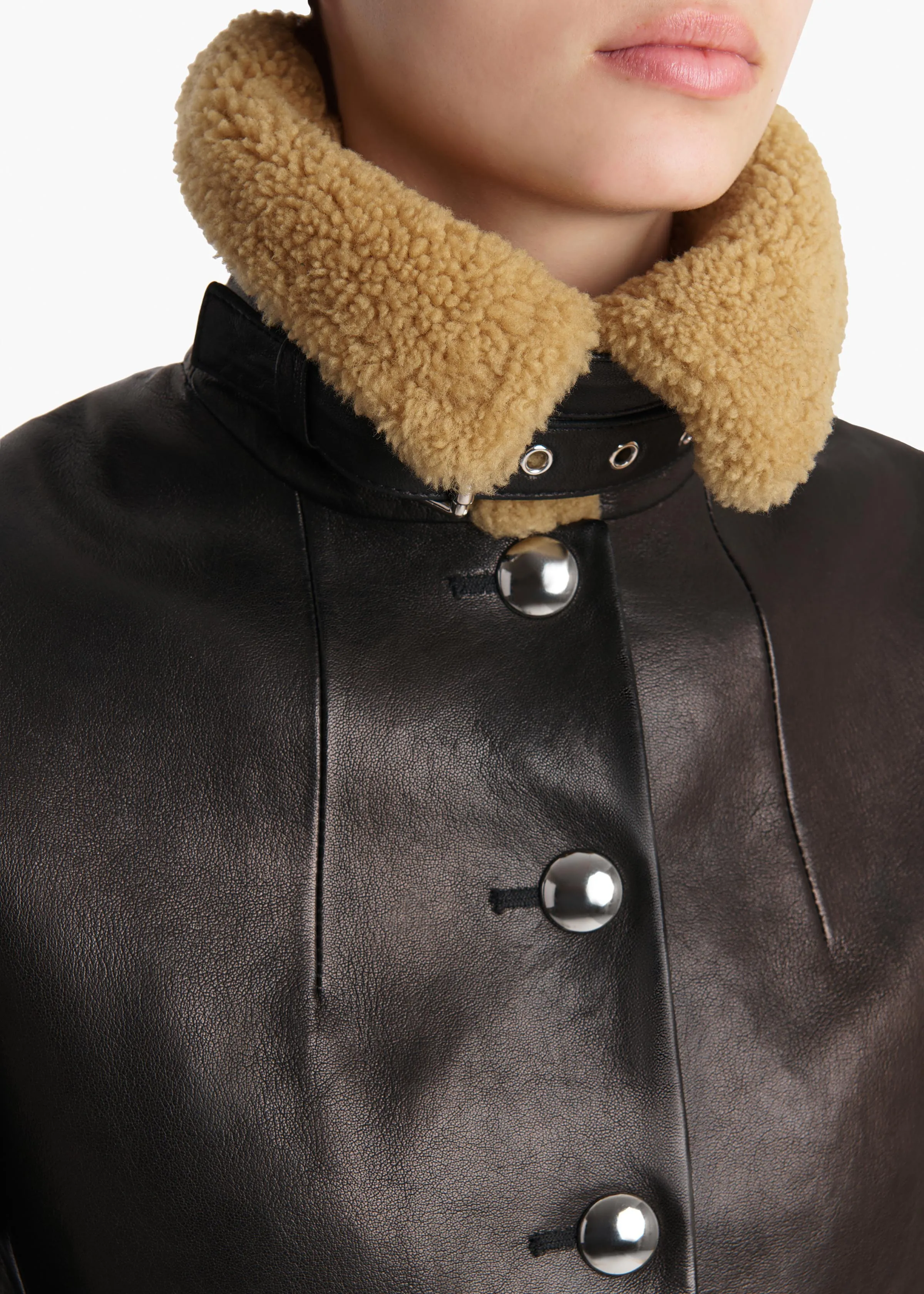 Jodie Jacket in Black Leather with Shearling sold by KHAITE product image thumbnail 5