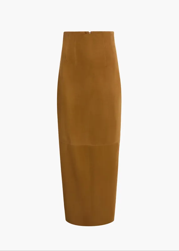 Loxley Skirt in Toffee Suede sold by KHAITE
