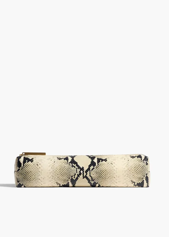 Kye Pencil Case in Natural Python-Embossed Leather sold by KHAITE