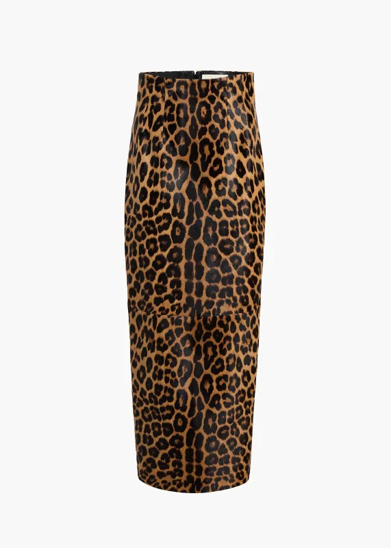 Loxley Skirt in Leopard Print Haircalf sold by KHAITE