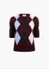 Anders Top in Merlot Multi sold by KHAITE