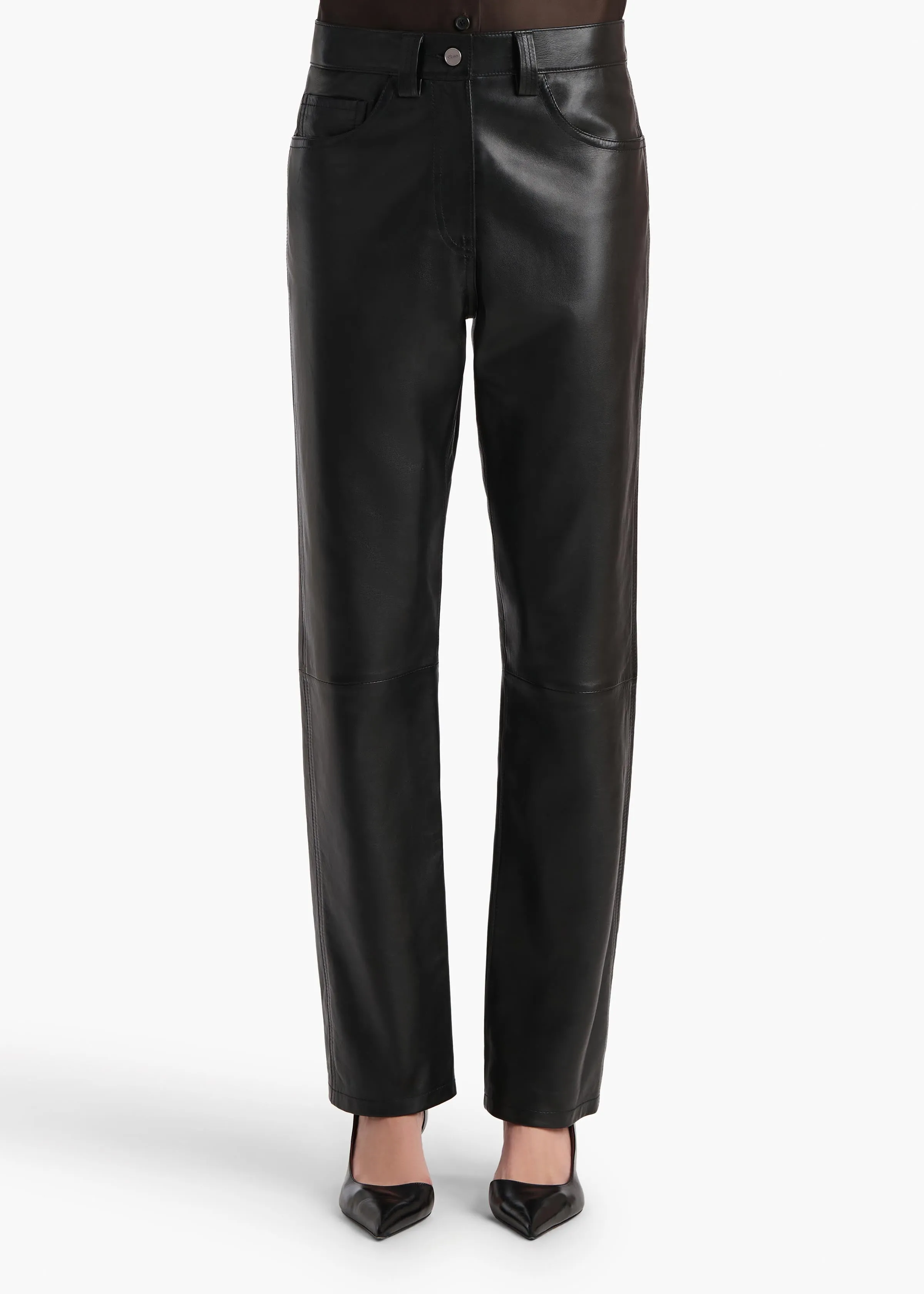 Callum Pant in Black Leather sold by KHAITE product image thumbnail 3