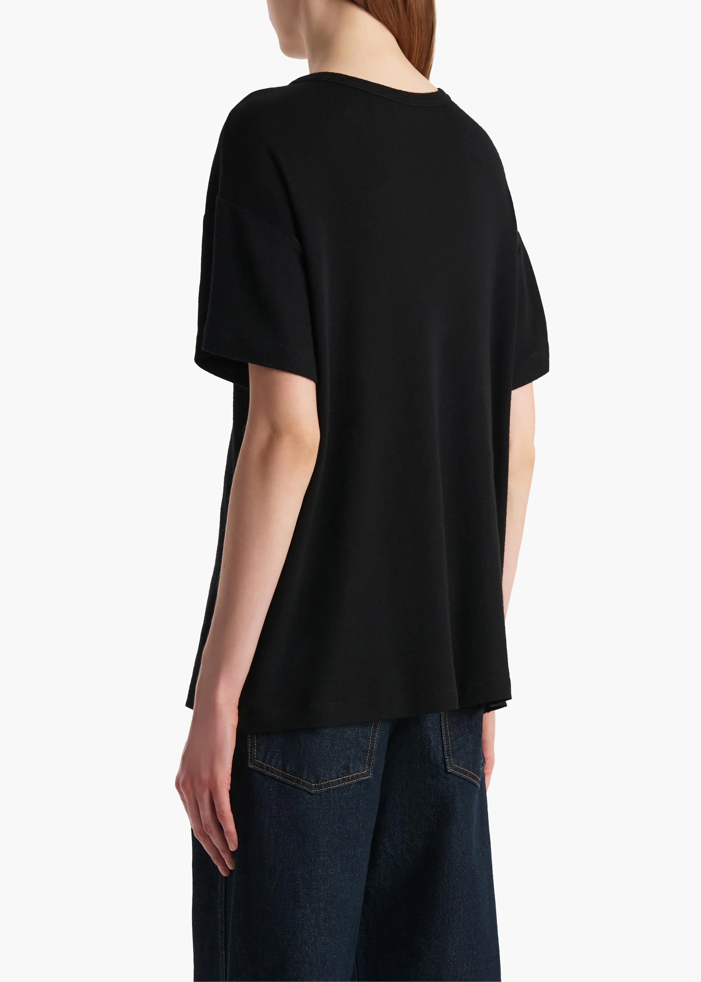 Maeve T-Shirt in Black Silk Cashmere Jersey sold by KHAITE product image thumbnail 4