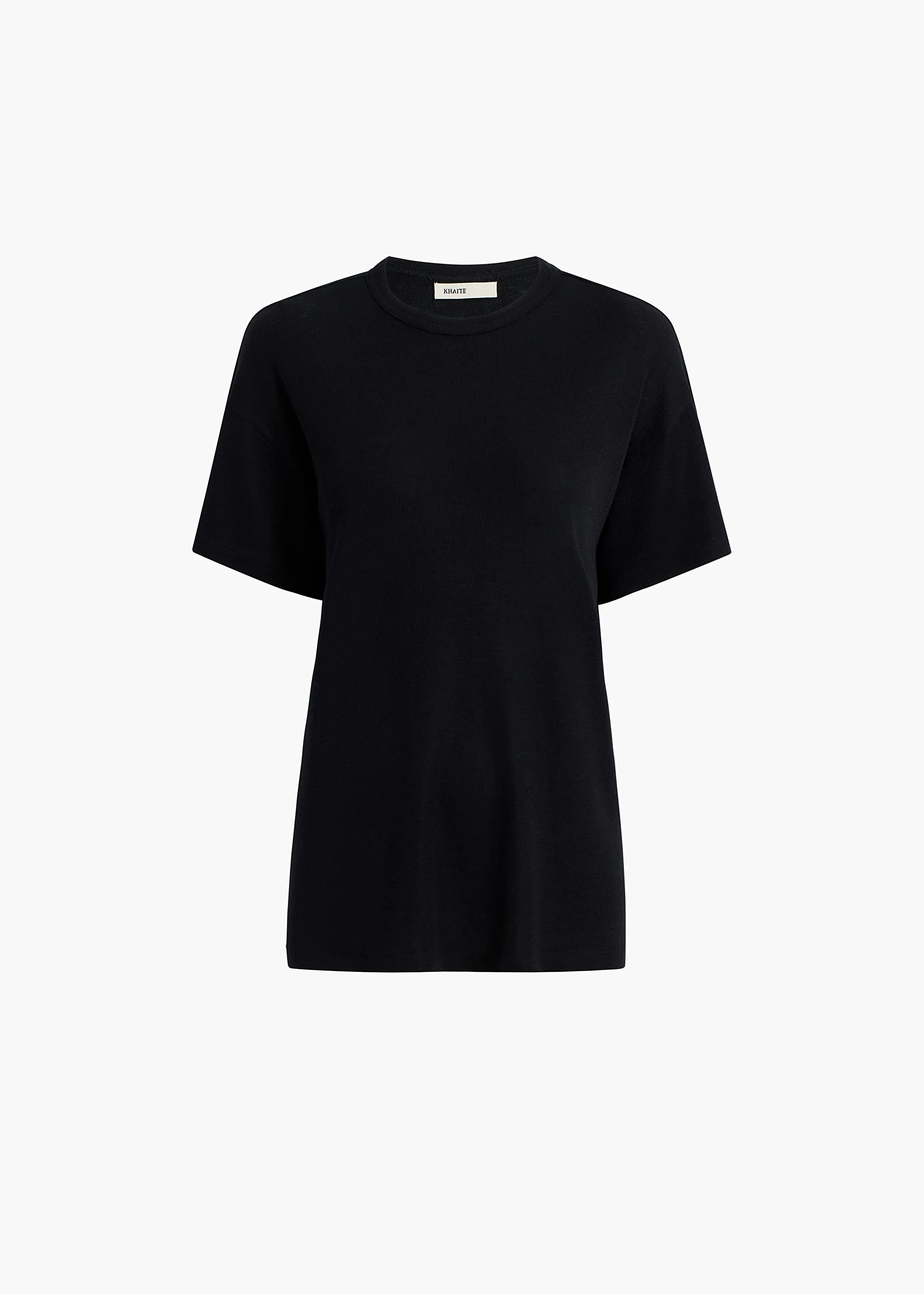 Maeve T-Shirt in Black Silk Cashmere Jersey sold by KHAITE