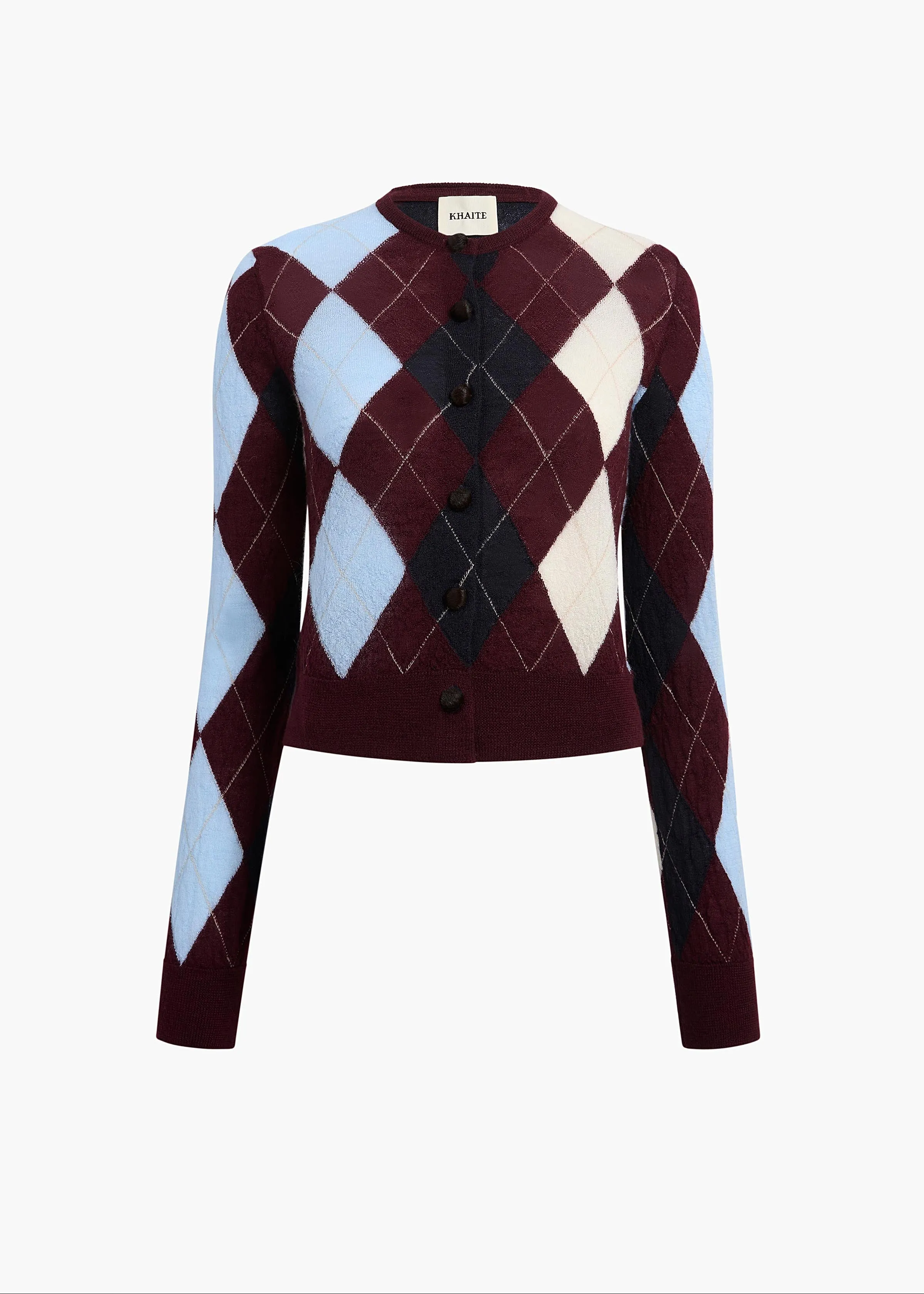 Charli Cardigan in Merlot Multi sold by KHAITE