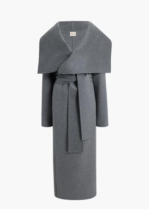 Levitt Coat in Grey Melange sold by KHAITE
