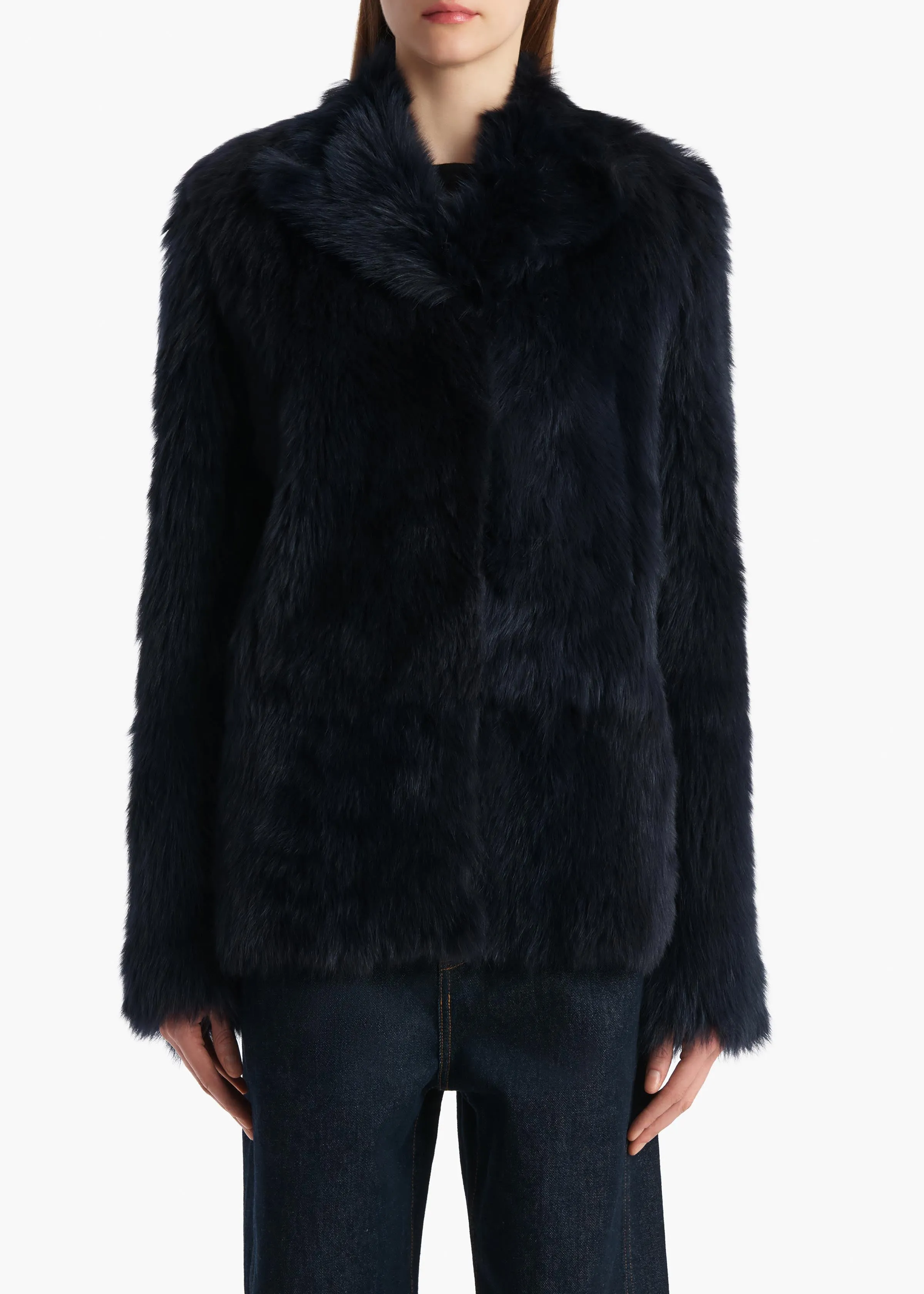 Saraphina Jacket in Dark Navy Shearling sold by KHAITE product image thumbnail 3