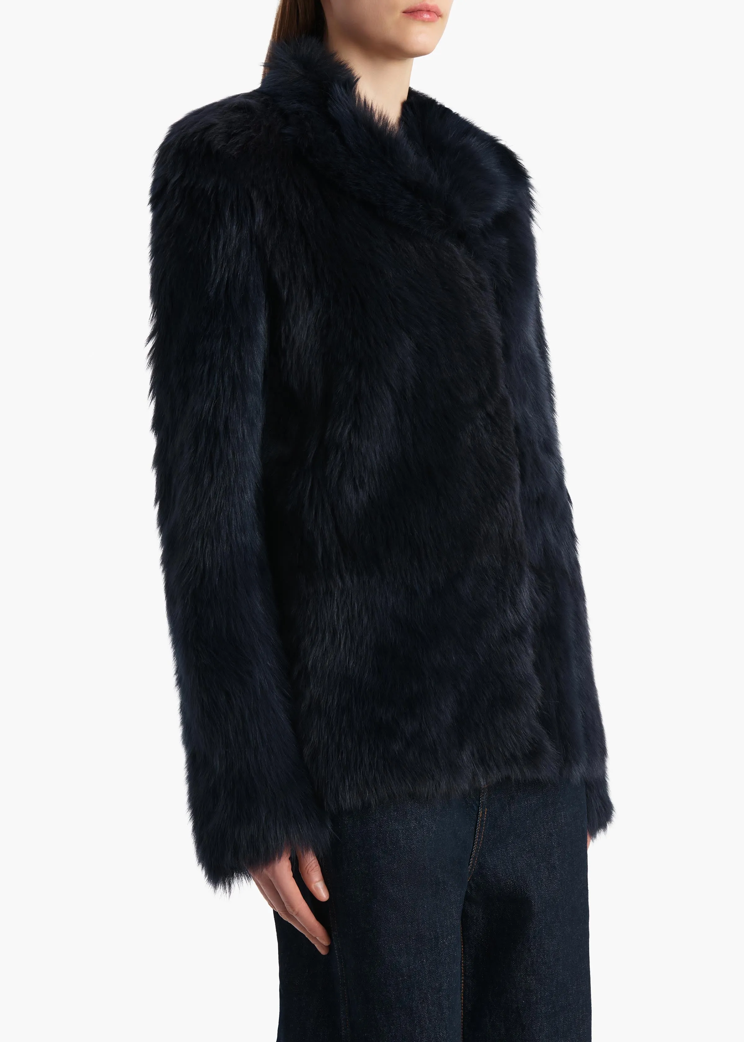 Saraphina Jacket in Dark Navy Shearling sold by KHAITE product image thumbnail 5
