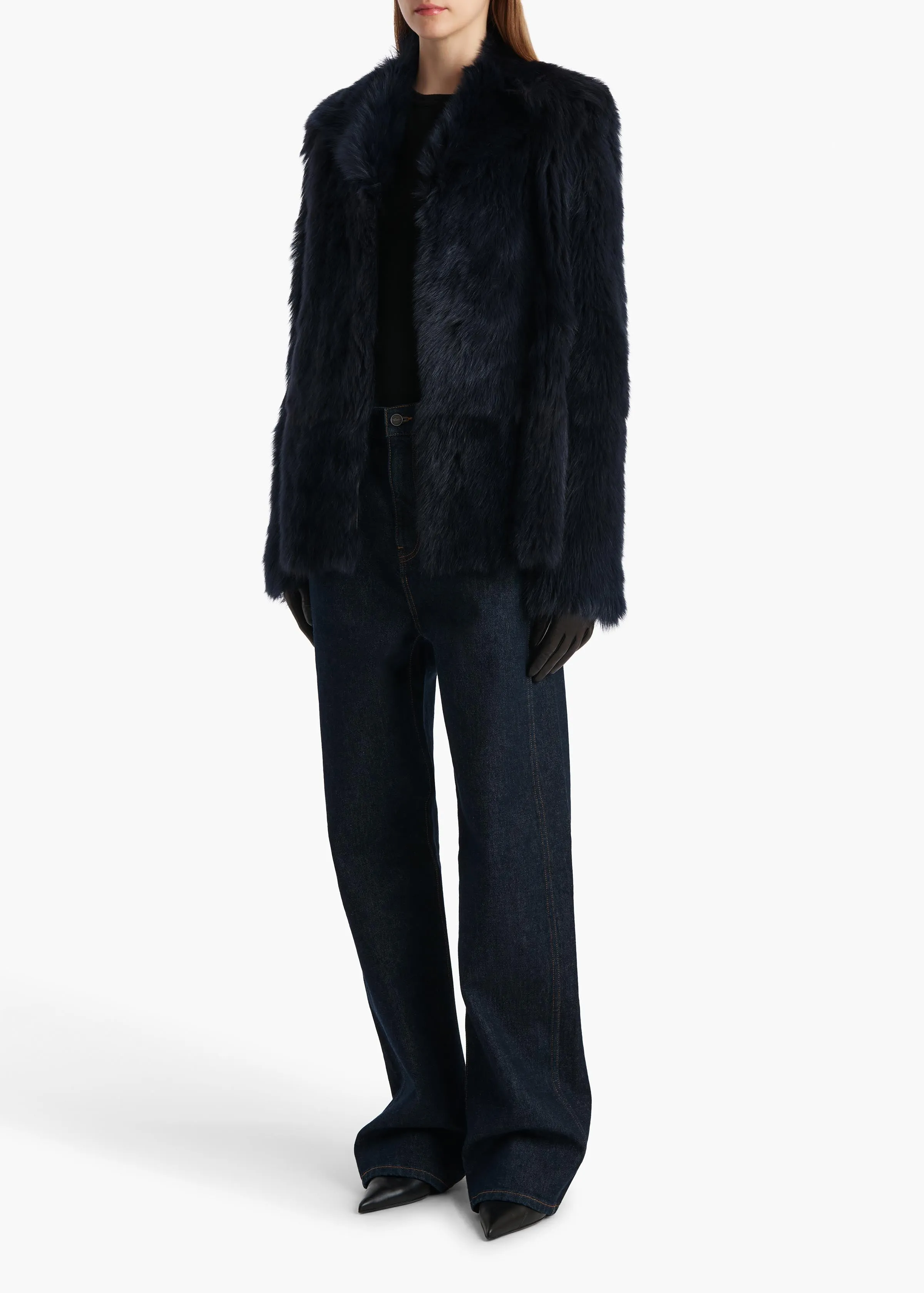 Saraphina Jacket in Dark Navy Shearling sold by KHAITE product image thumbnail 2