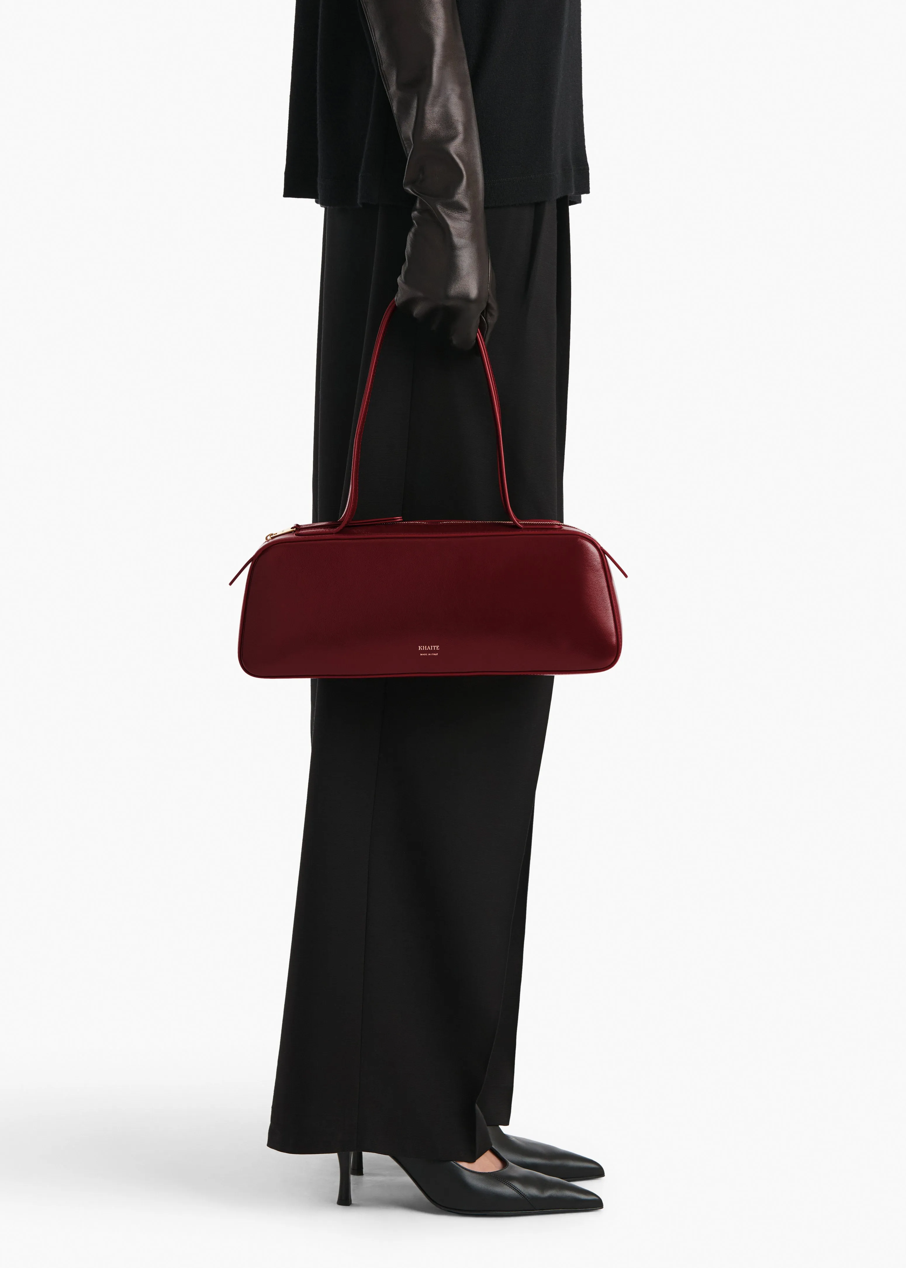 Simona Shoulder Bag in Oxblood Crackle Patent Leather sold by KHAITE product image thumbnail 5