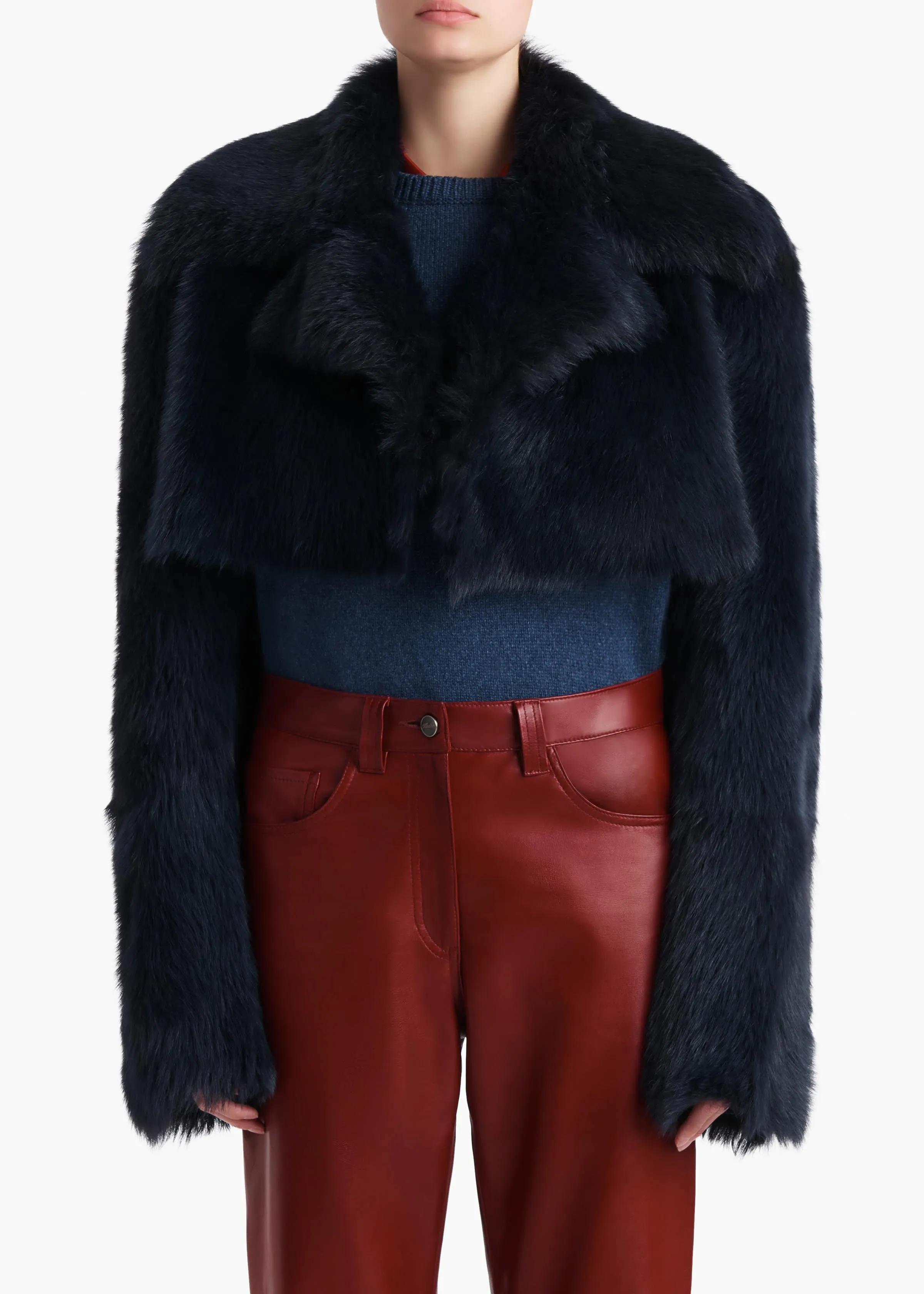 Stallone Shearling Jacket in Dark Navy sold by KHAITE product image thumbnail 3