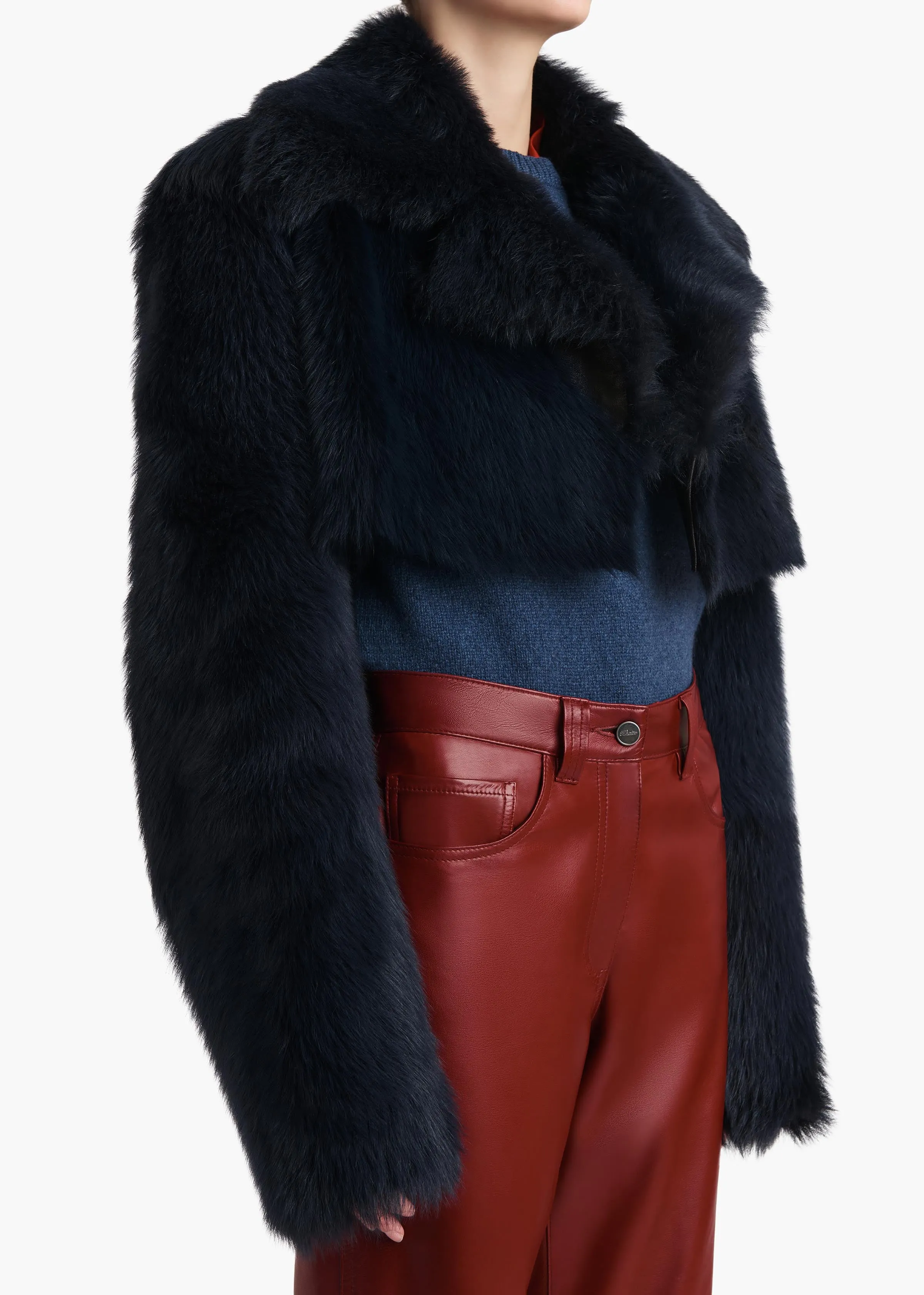 Stallone Shearling Jacket in Dark Navy sold by KHAITE product image thumbnail 5