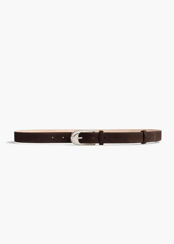 Dome Belt in Dark Brown Suede with Silver sold by KHAITE