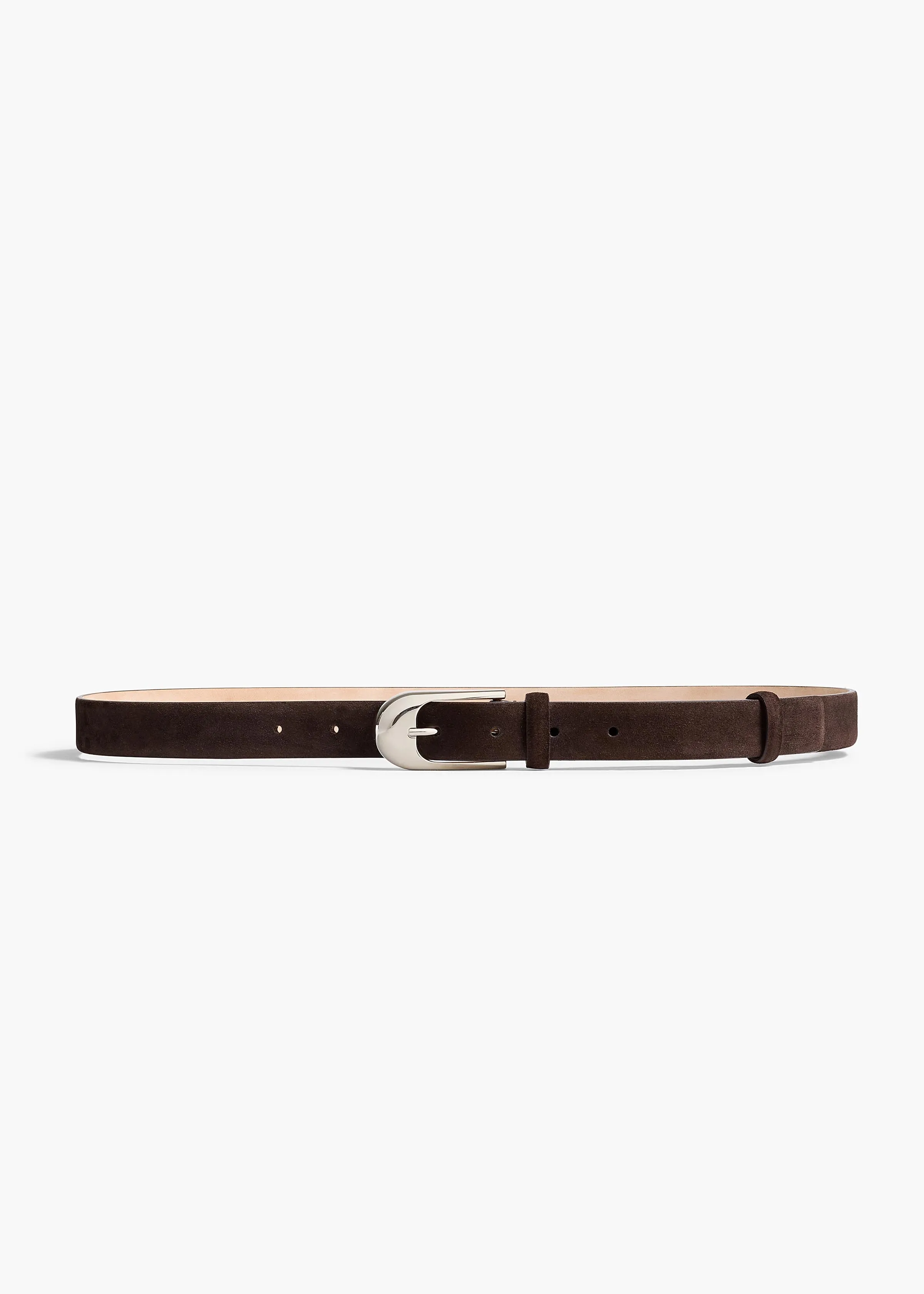 Dome Belt in Dark Brown Suede with Silver sold by KHAITE