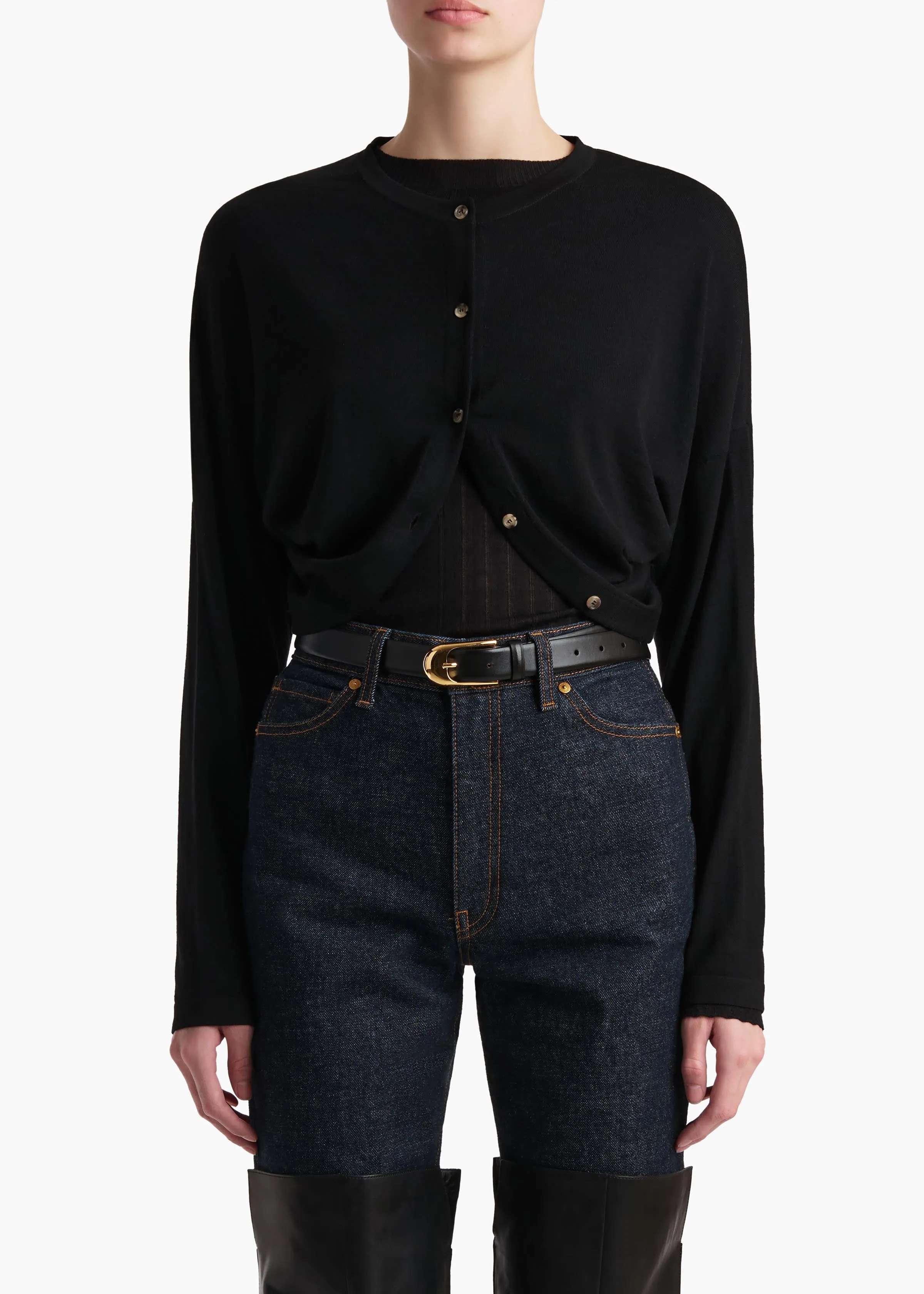 Finn Cardigan in Black sold by KHAITE product image thumbnail 2