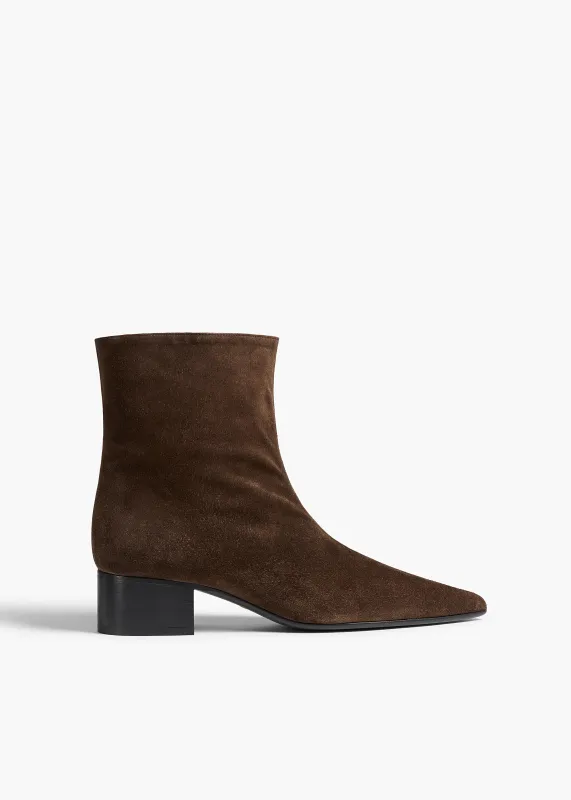 Andee Ankle Boot in Ebano Suede sold by KHAITE