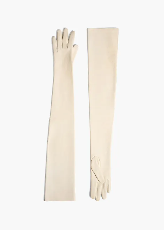 Remo Long Gloves in Cream Leather sold by KHAITE